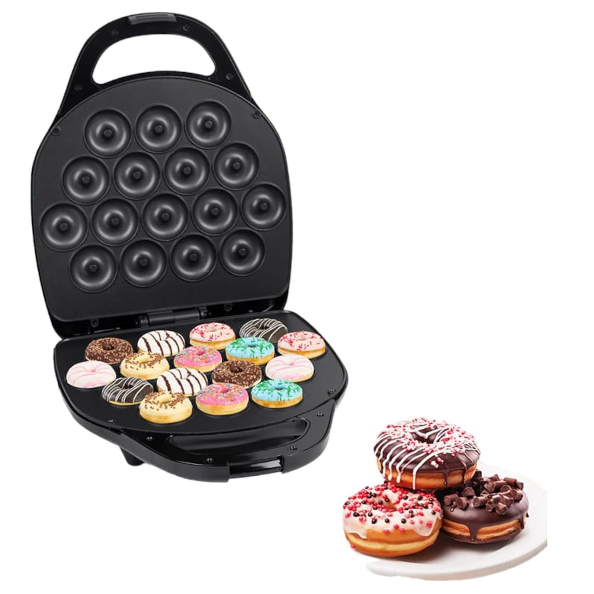 RAFF - Maquina De Donas Antiadherente De 16 Donas A La Vez en forma de corazon