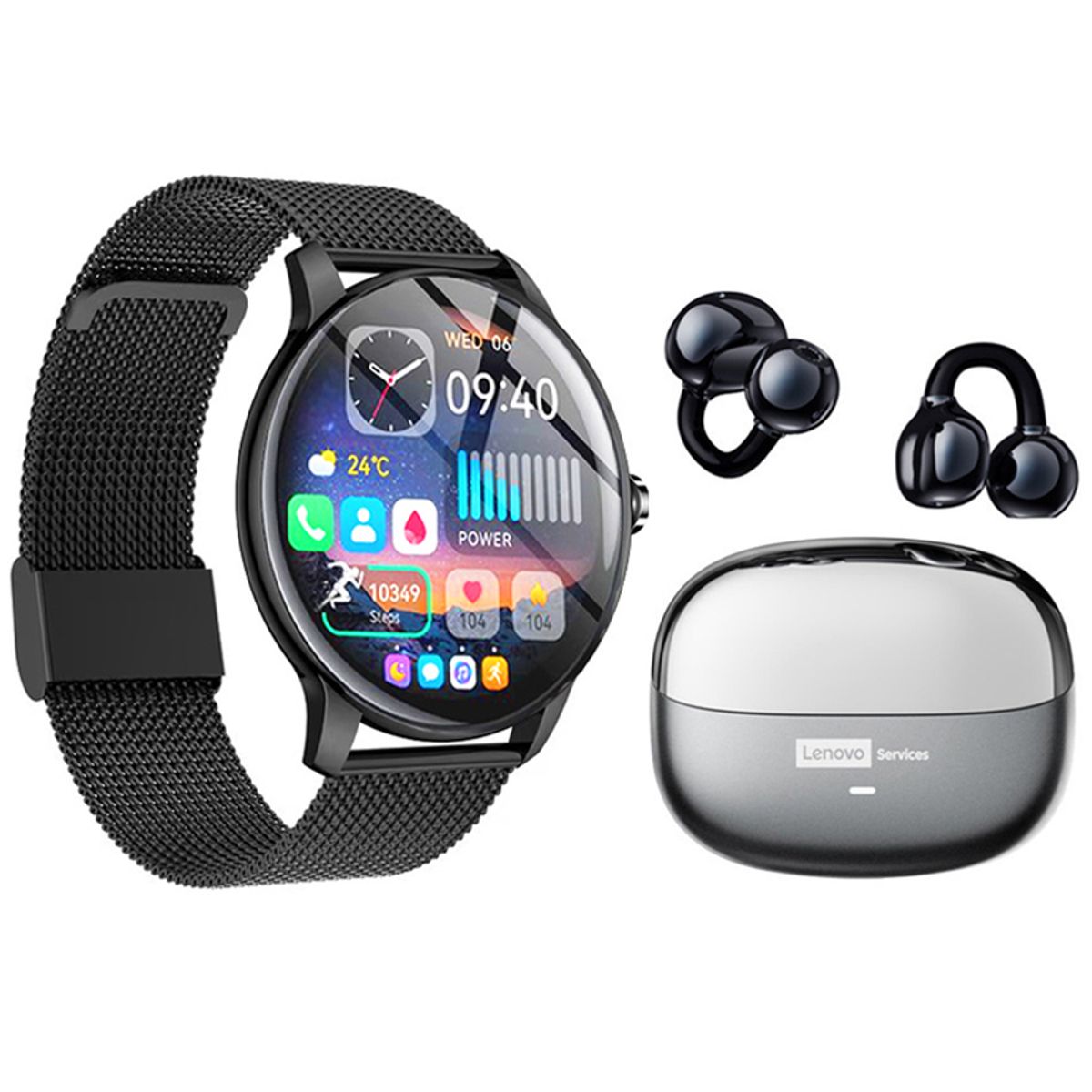LENOVO - Audifonos Lenovo LE06 Negro Bluetooth y Fit Pro reloj inteligente B