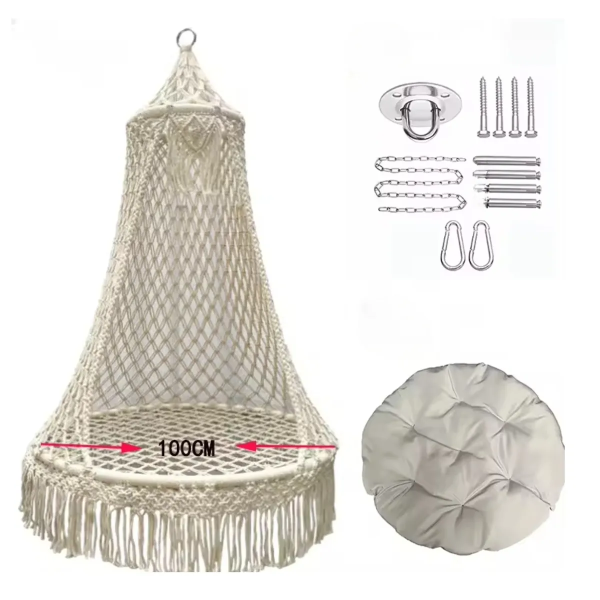 GENERICO - Silla Colgante Premium Grande con Cojín Circular Interior Exterior