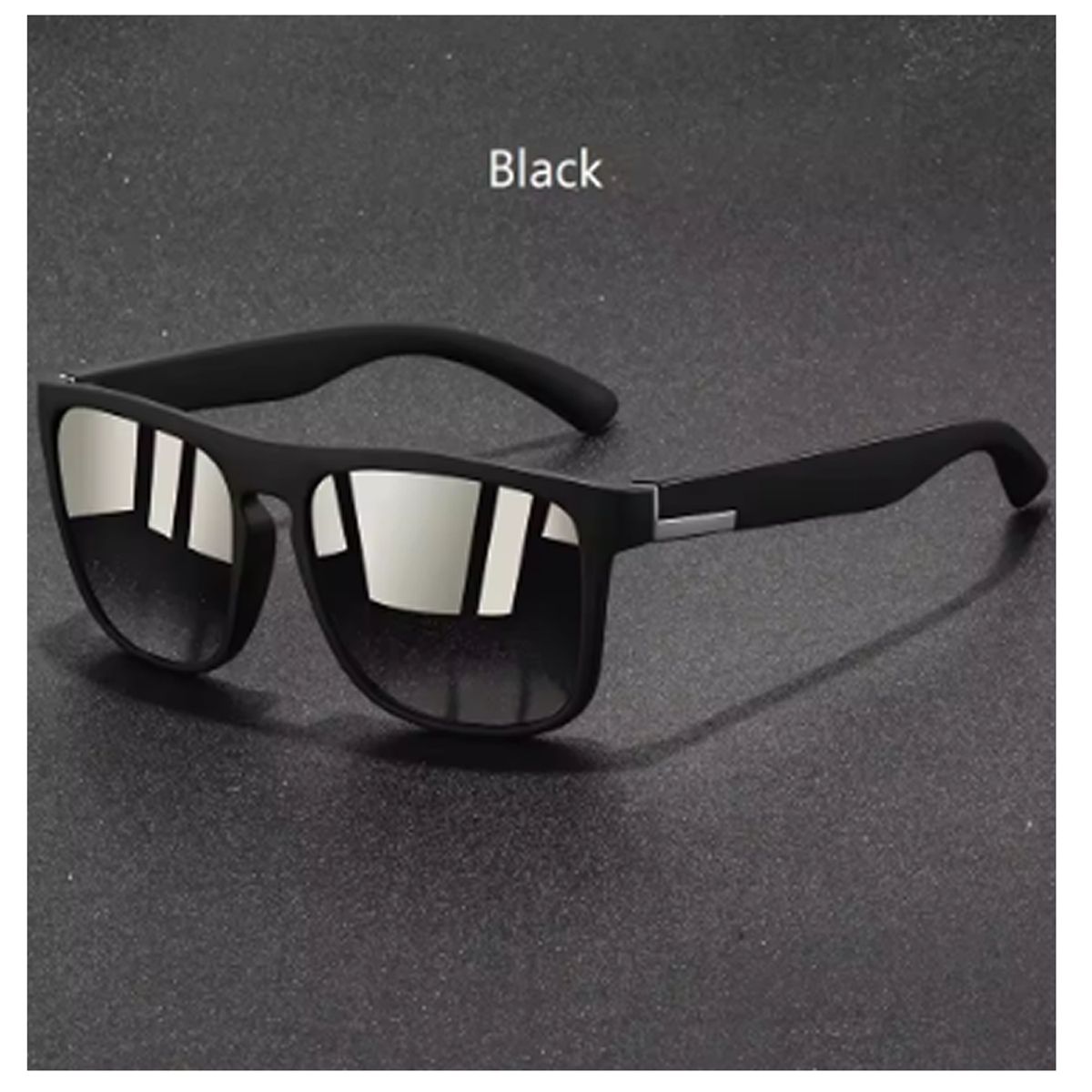 GENERICO - LENTES SOL DEPORTIVAS CUADRADADAS UV400 BLACK POLARIZADAS HOMBRE