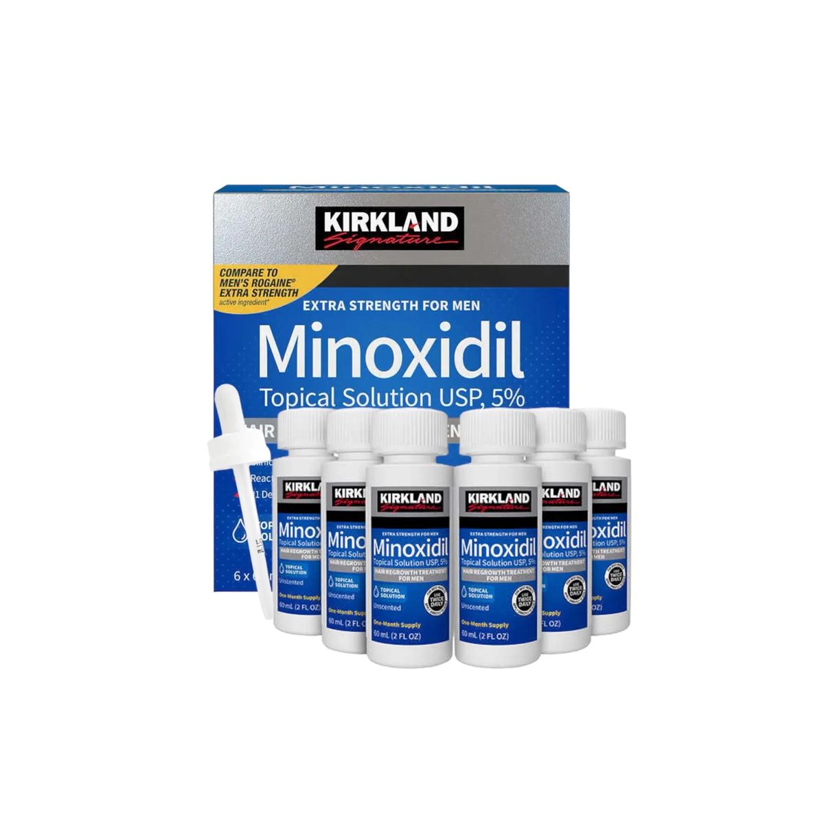 KIRKLAND - Minoxidil Kirkland 5% Caja 6 Frascos - Barba - Cabello y Cejas