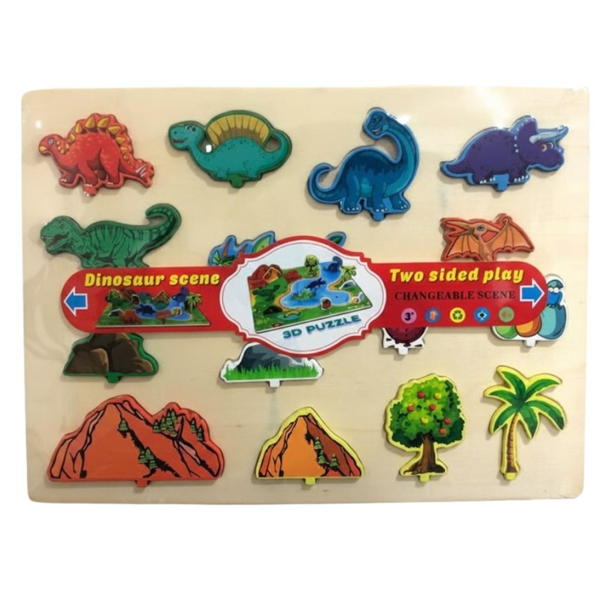 GENERICO - Rompecabezas Didáctico de Madera de Dinosaurios 3D