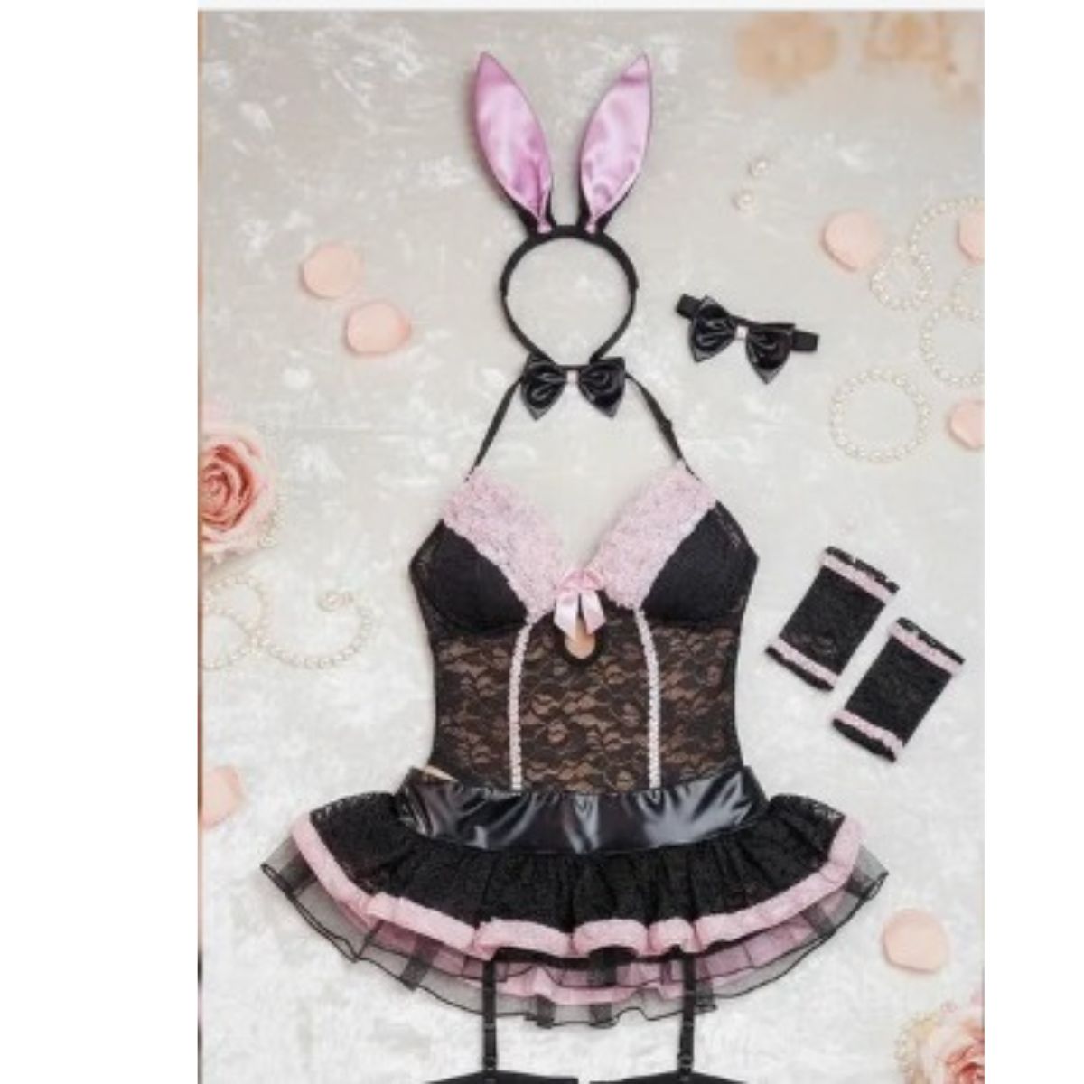 GENERICO - LENCERIA SEXY DISFRAZ CONEJITA TRANSPARENTE TALLA S-M-L