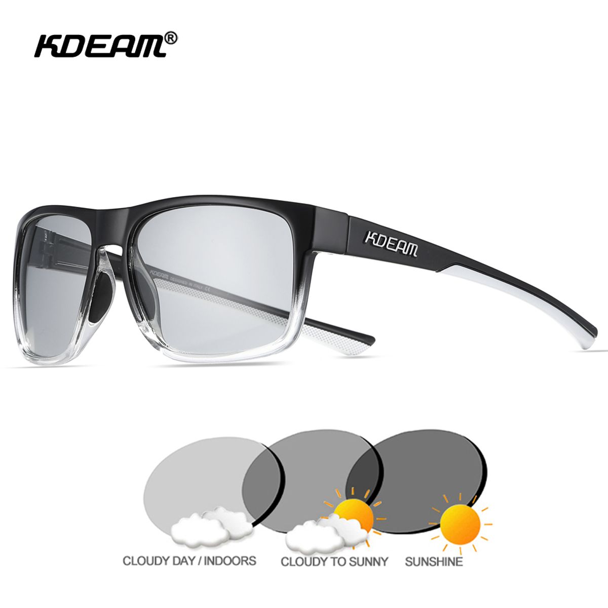 OEM - Lentes de Sol KDEAM Polarizados Marco Negro - Lente Oscuro Clásico UV400 Estilo Urbano