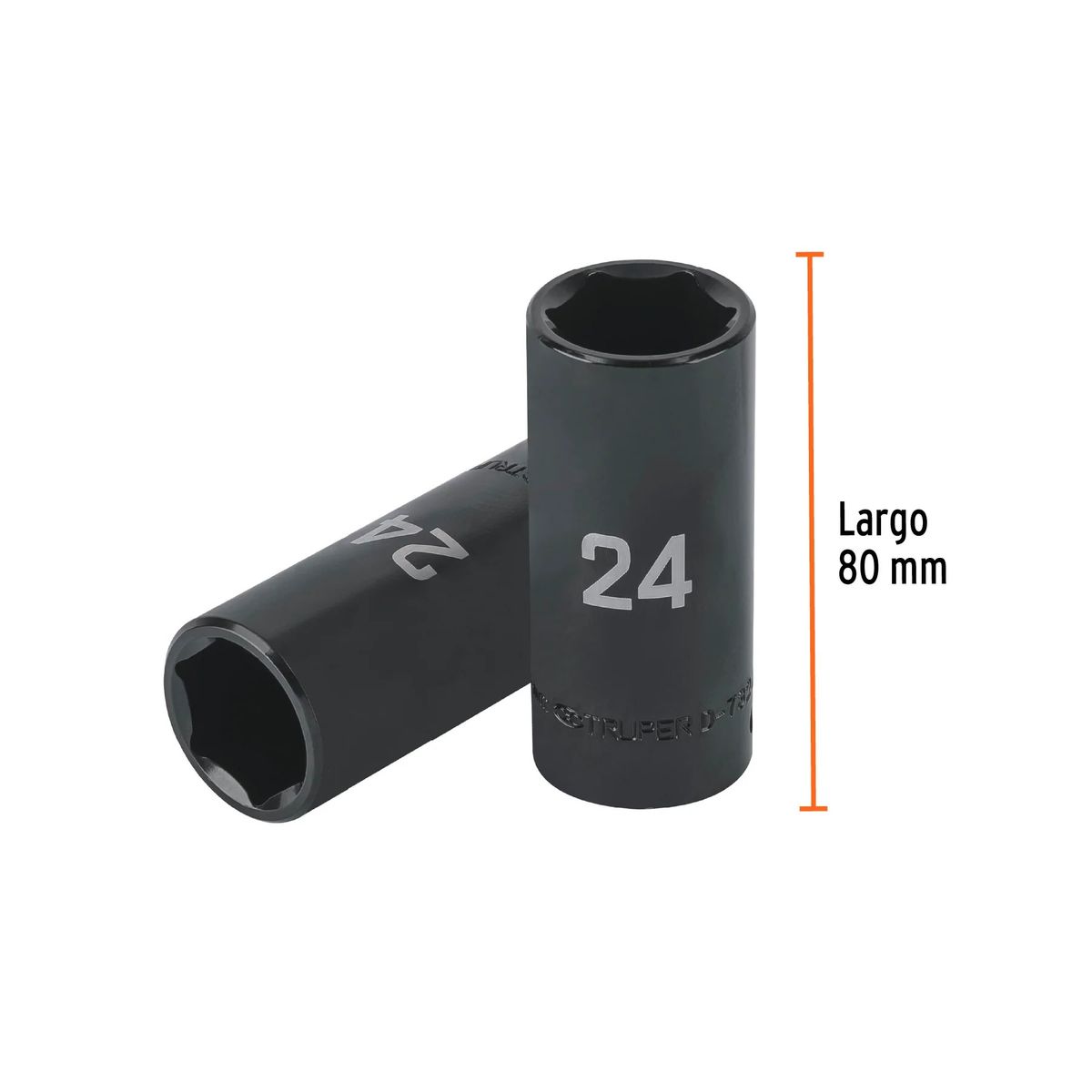 TRUPER - Dado largo impacto de 24 mm, 6 puntas, cuadro 1/2", Truper - 100923