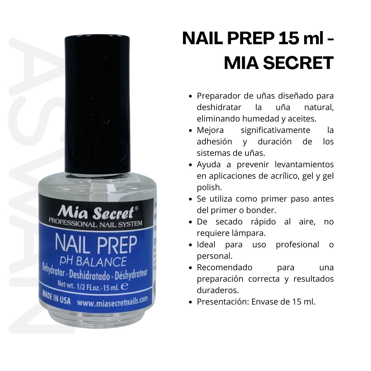 GENERICO - NAIL PREP 15 ml - MIA SECRET