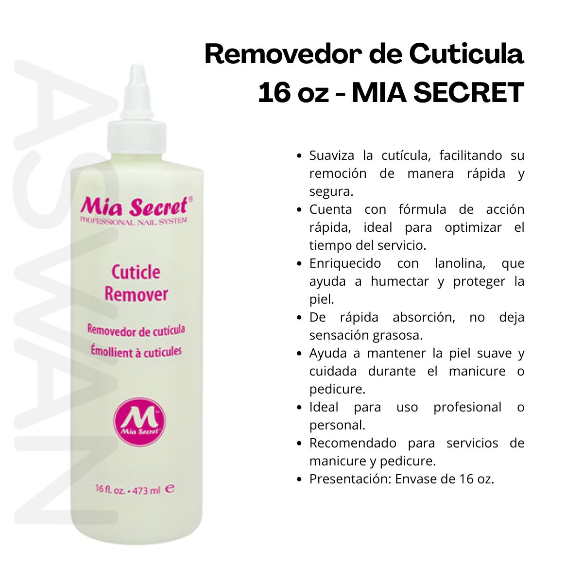 GENERICO - Removedor de Cuticula 16 oz - MIA SECRET