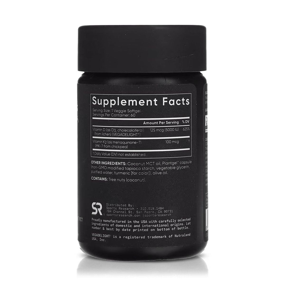 VITAMINA - Vitamina D3 + K2 125 mcg/100 mcg (60 Softgels) - Huesos Fuertes - Sports Research