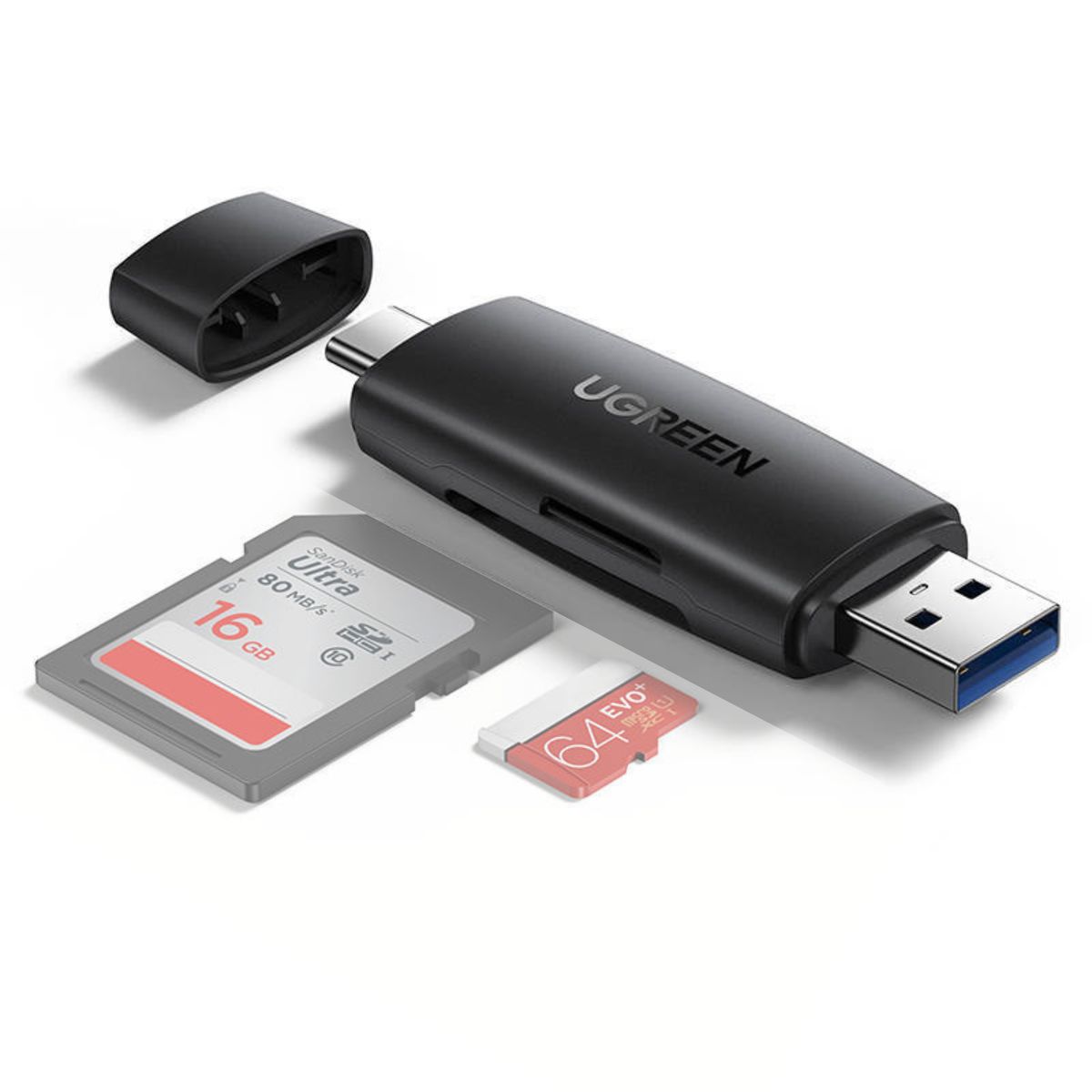 UGREEN - Lector de Tarjetas UGREEN SD/TF 2 en 1 USB-C y USB B 3.0