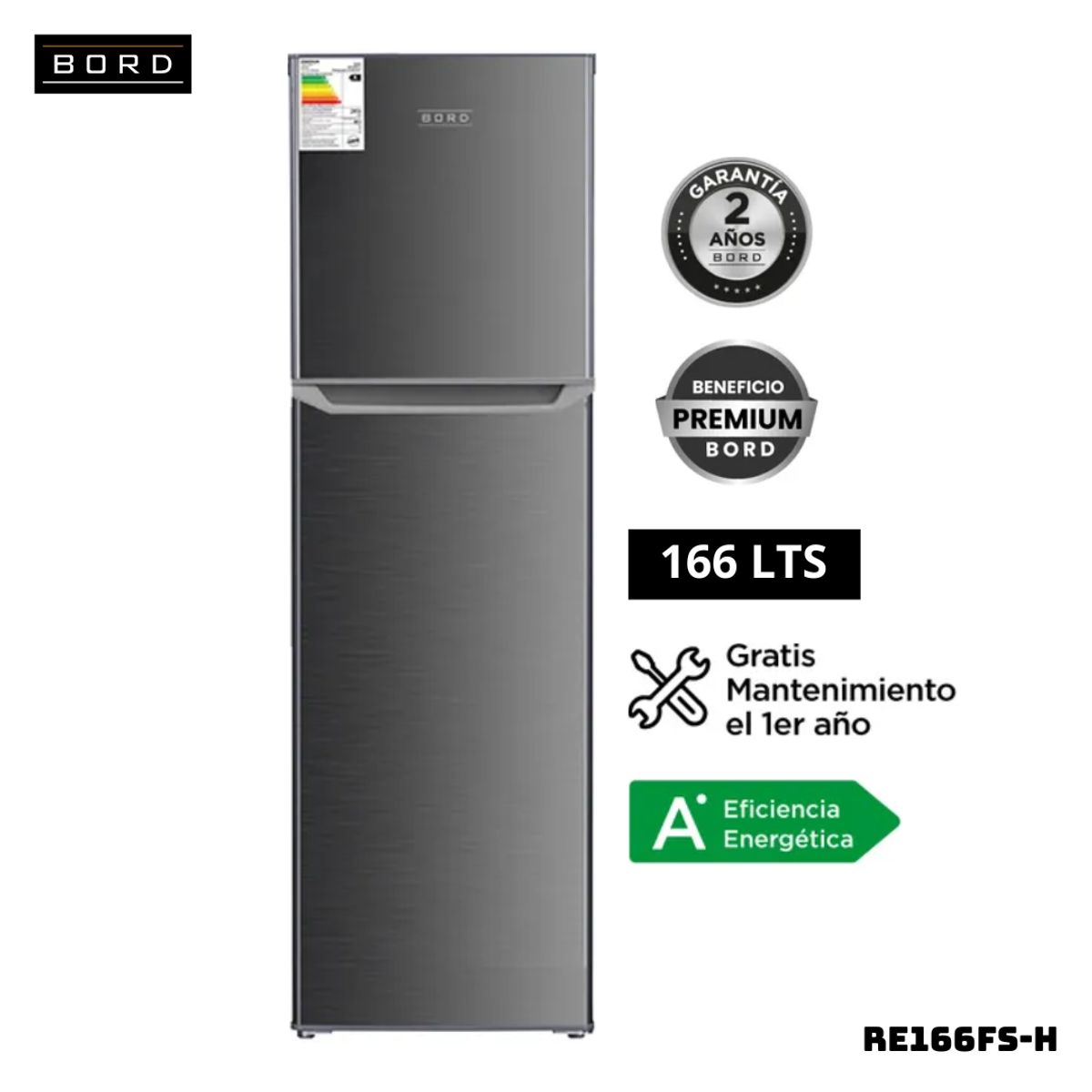 BORD - REFRIGERADORA BORD 166 L TOP FREEZER PLATEADO - RE166FS-H