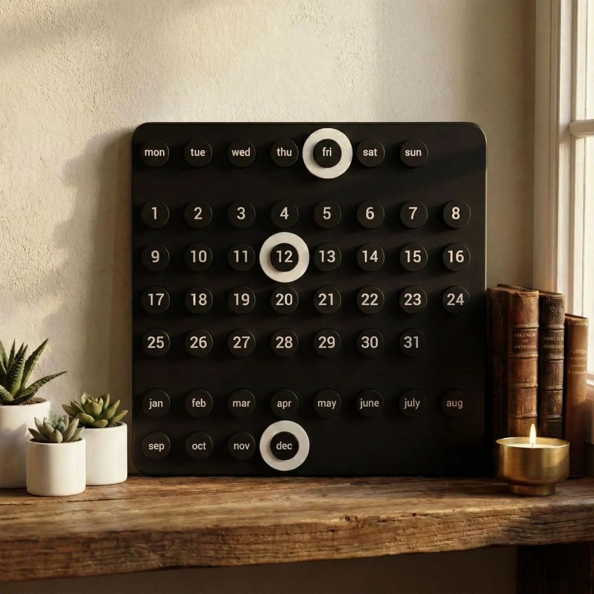 GENERICO - Calendario Perpetuo retro minimalista Color Negro