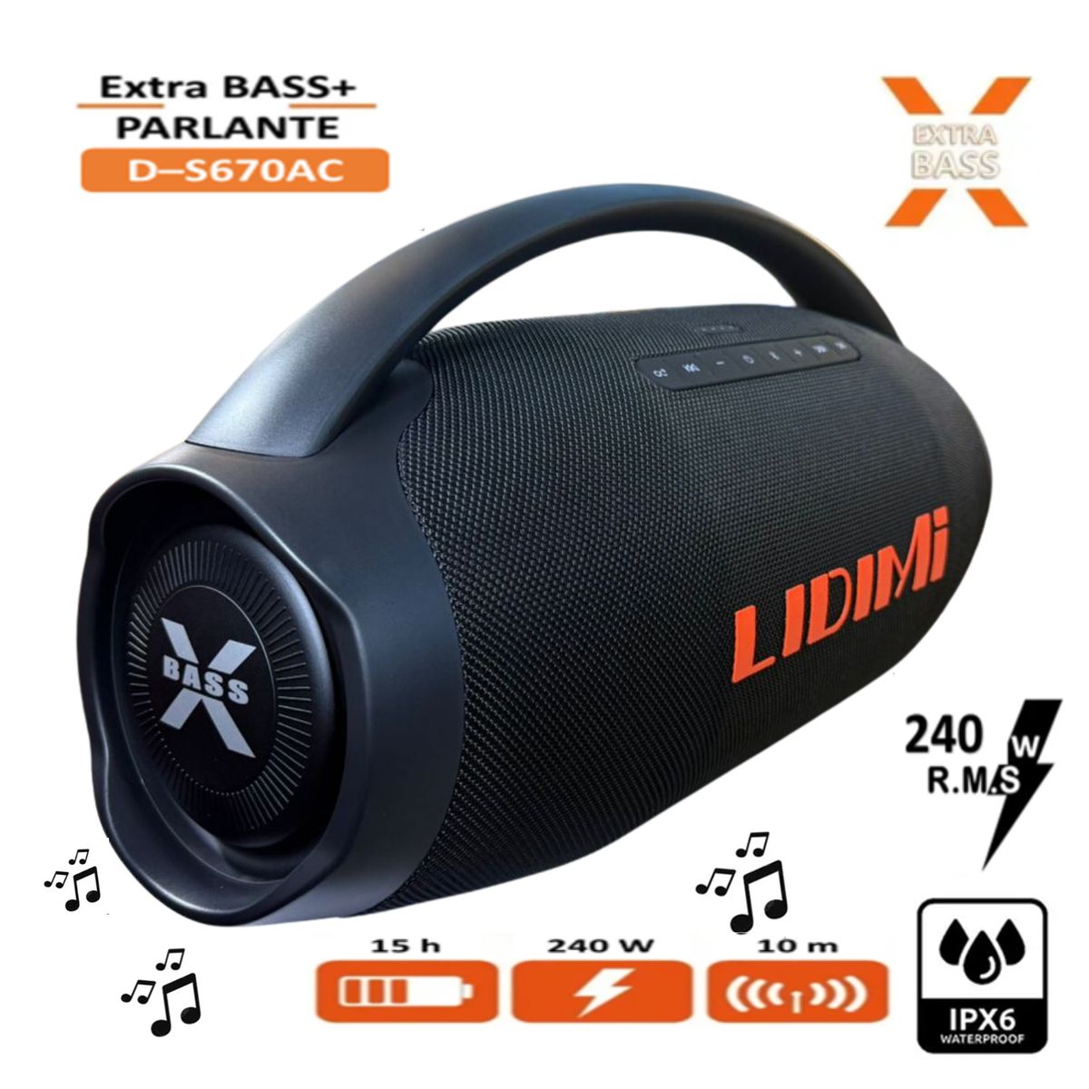 LIDIMI - Parlante Portátil Lidimi Super D-S670AC 240W  Bluetooth Usb