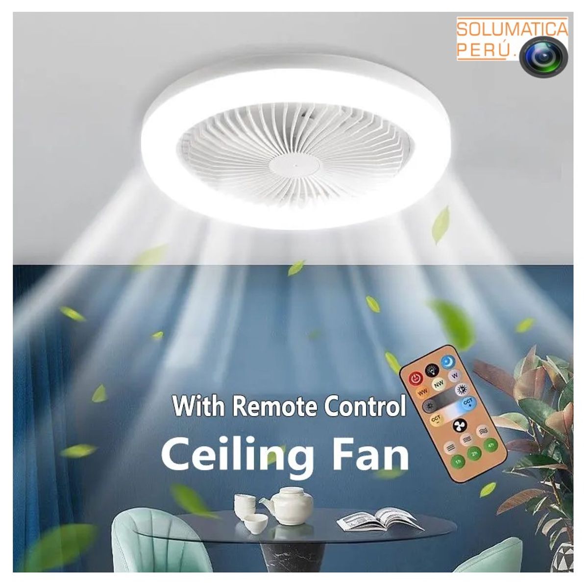 OEM - Ventilador y Lampara Led - Luz Fria y Calida - Bajo Consumo