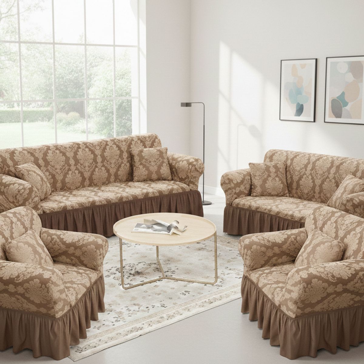 SALA FABULOSA - Funda de mueble 3-2-1 en labrado imperial - camel