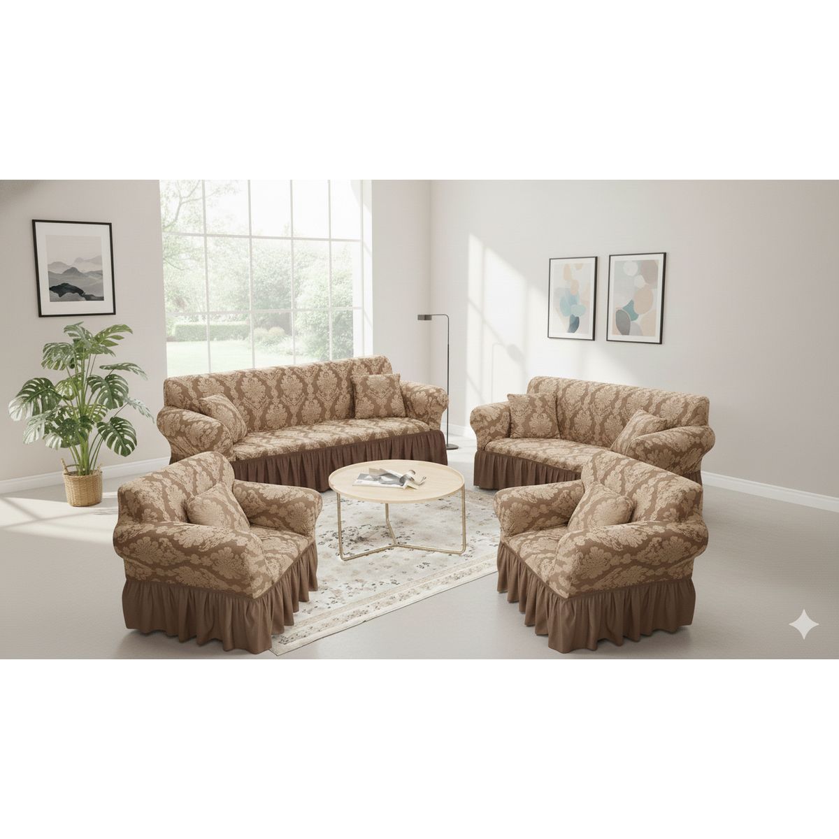 SALA FABULOSA - Funda de mueble 3-2-1 en labrado imperial - camel