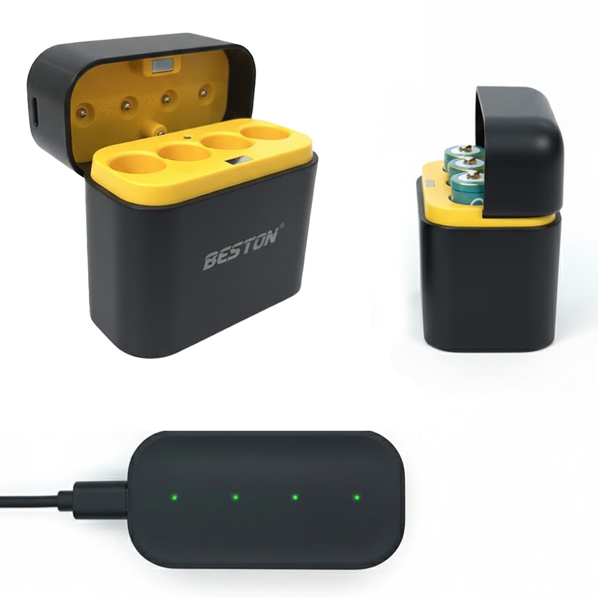 BESTON - Cargador inteligente de pilas baterías recargables 4 puestos AA M7035