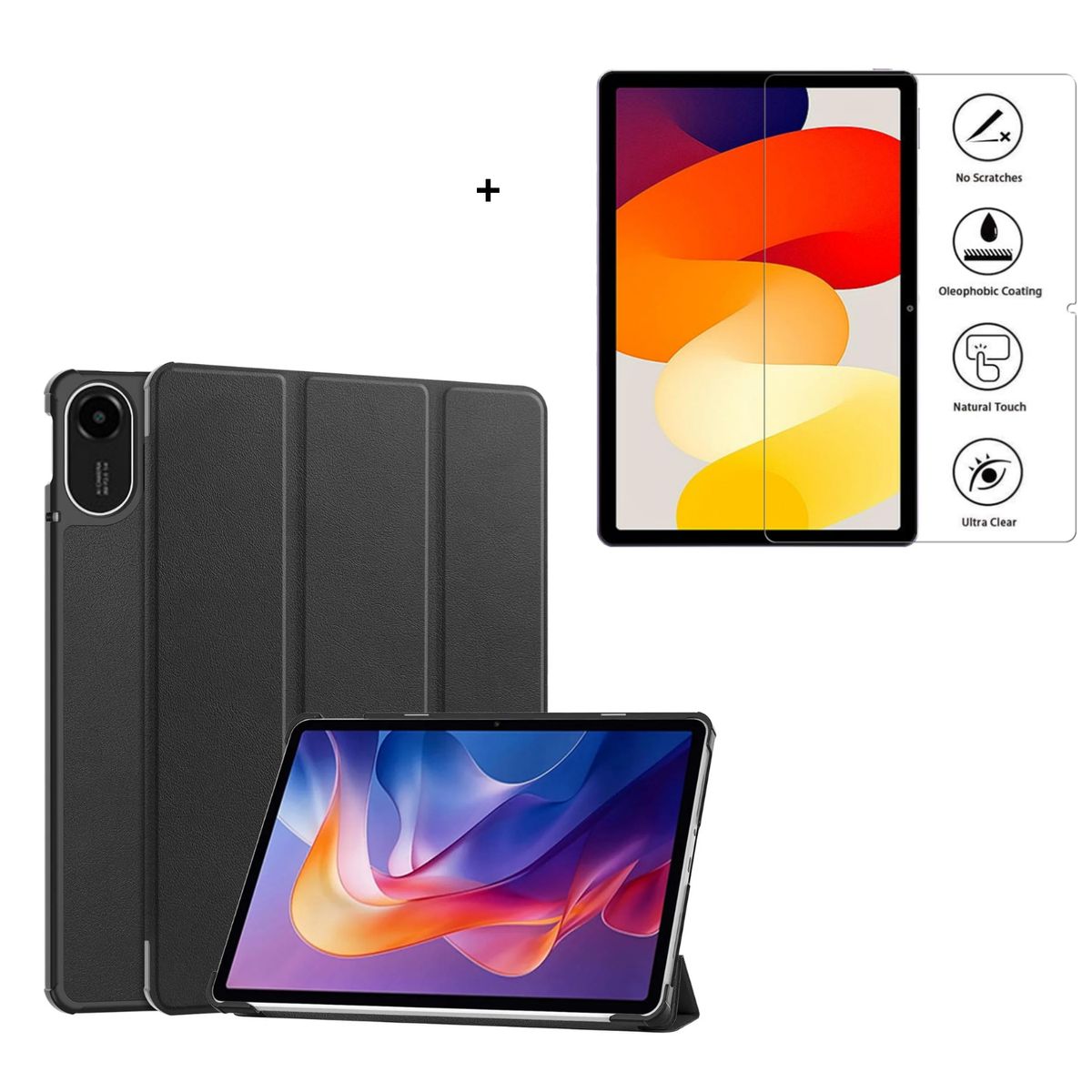 SPACE - Funda Smart Cover con Porta Lápiz  XIAOMI REDMI PAD 2  Negro + mica