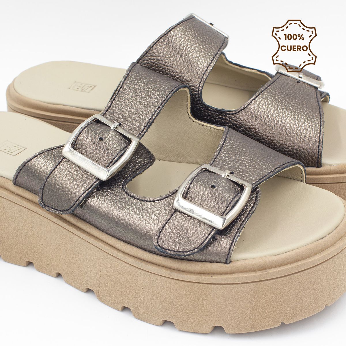 FAR WEST - Sandalias Plataforma Mujer Amel Cuero Bronce
