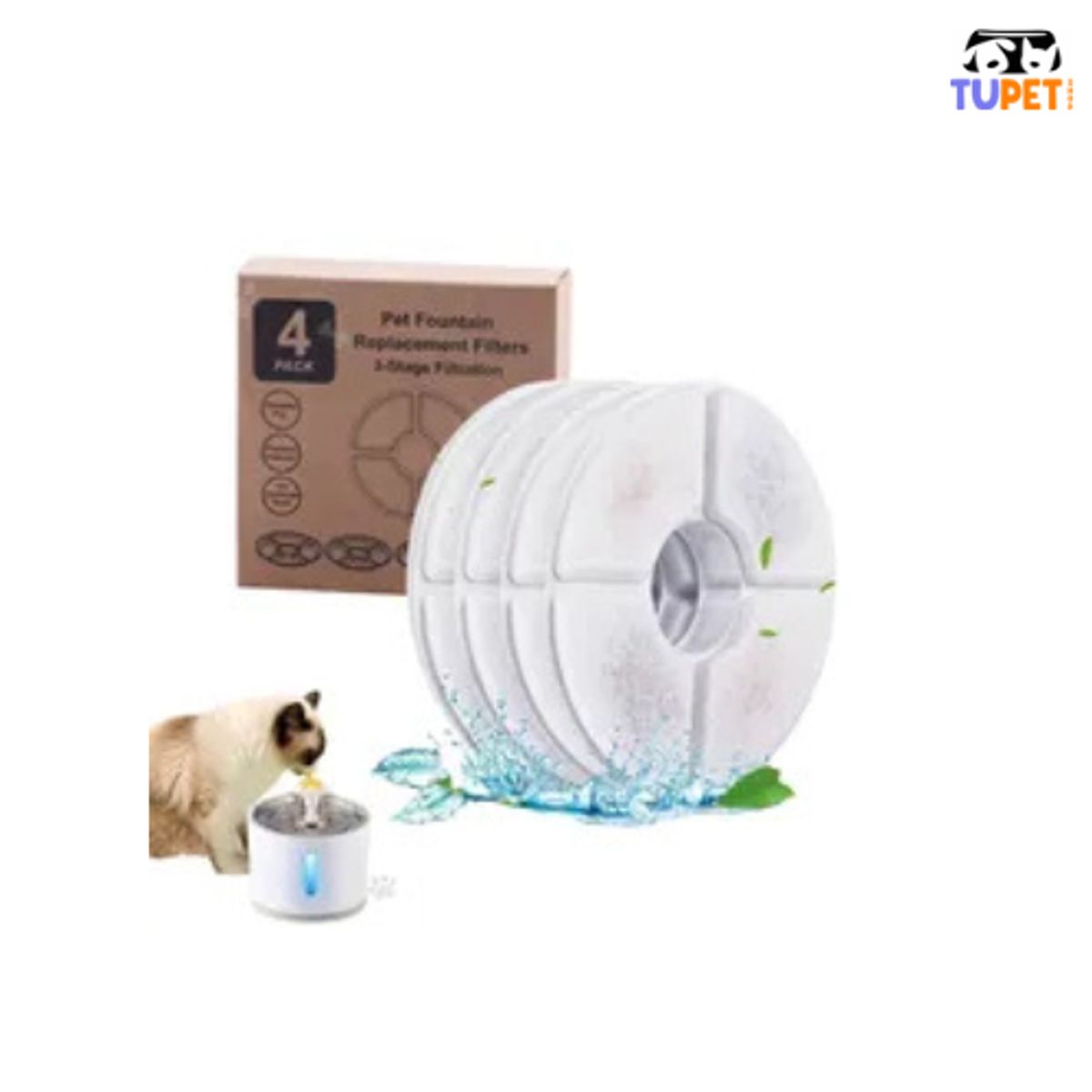 TUPET SHOP - Filtro de Fuente de Agua Circular x 4 Und