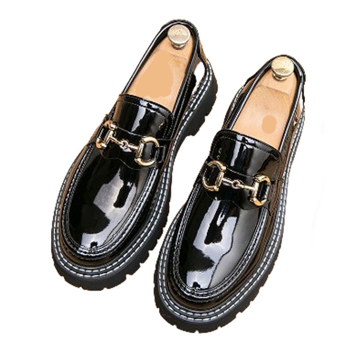 DANWEILE - Zapatos casuales de cuero para hombre de estilo británico - Negro