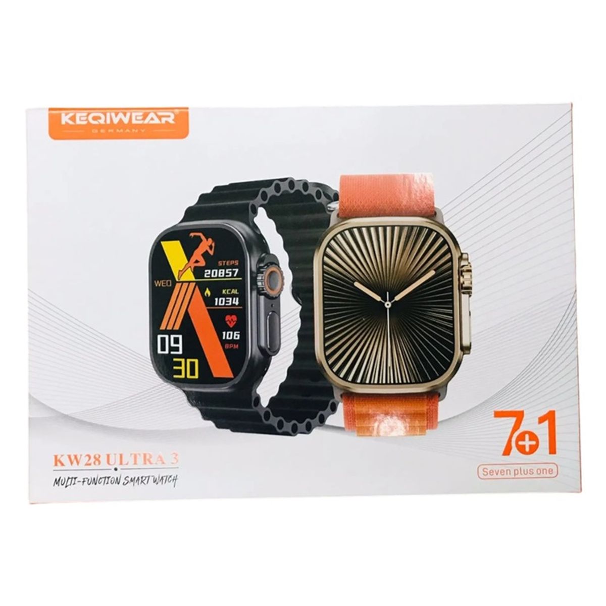 GENERICO - Smartwatch KW28 ULTRA 3 Con 7 correas Negro