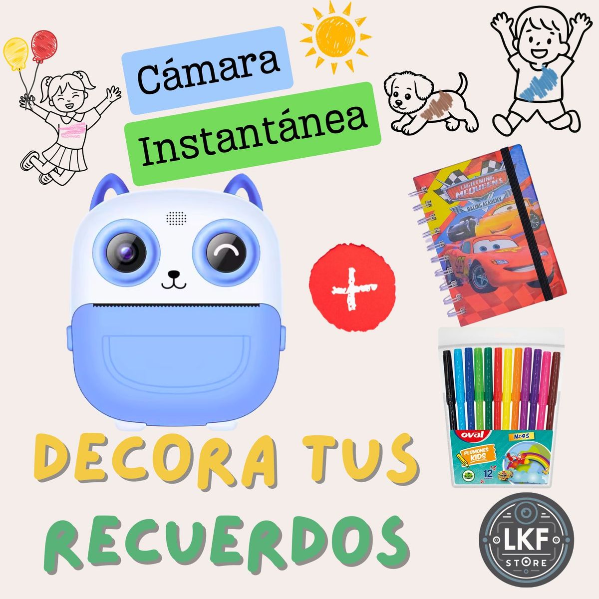 GENERICO - Cámara Digital Instantánea Mini Impresora Para Niños - Búho Azul