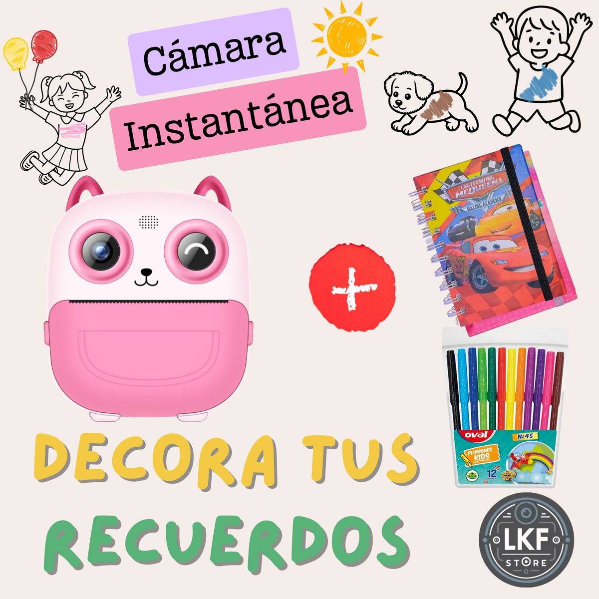 GENERICO - Cámara Digital Instantánea Mini Impresora Para Niños - Búho Rosado