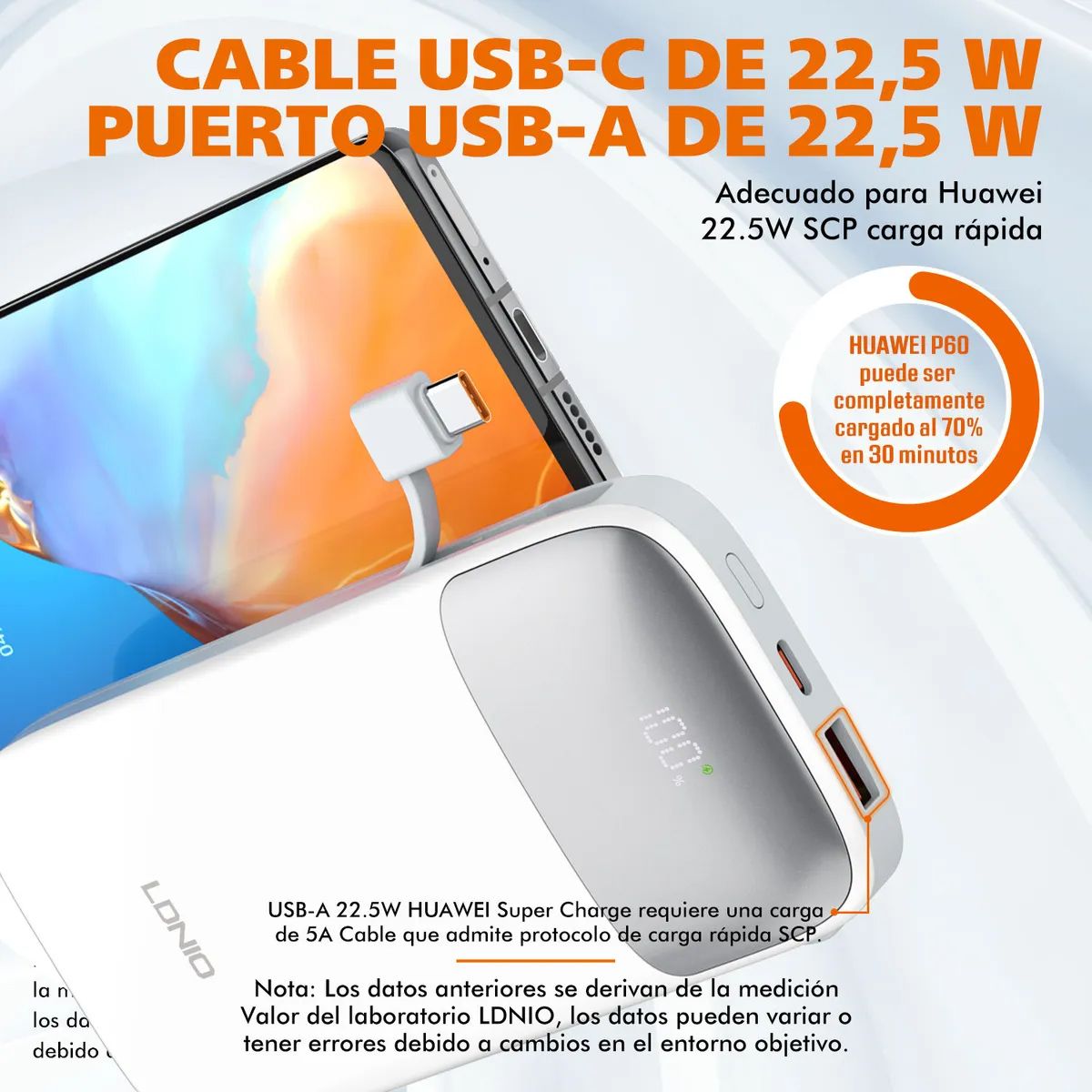 LDNIO - Power Bank Bateria Externa Ldnio Pq19 Digital De 10000mah Blanco