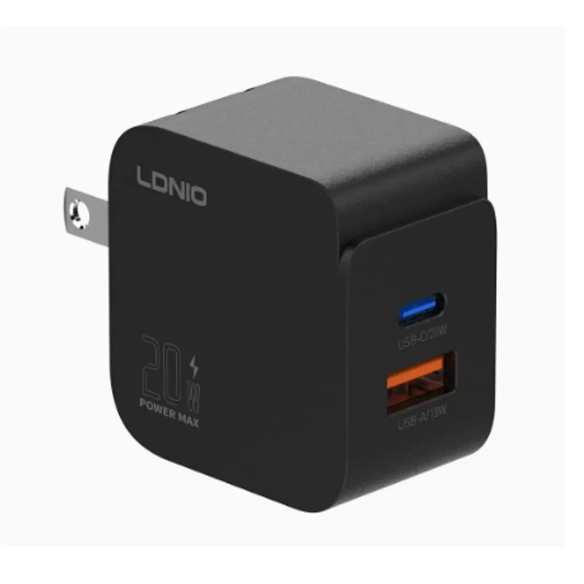 LDNIO - Adaptador LDNIO Q1 Fast Charger 20W 2 Puertos USB Y USB-C Negro