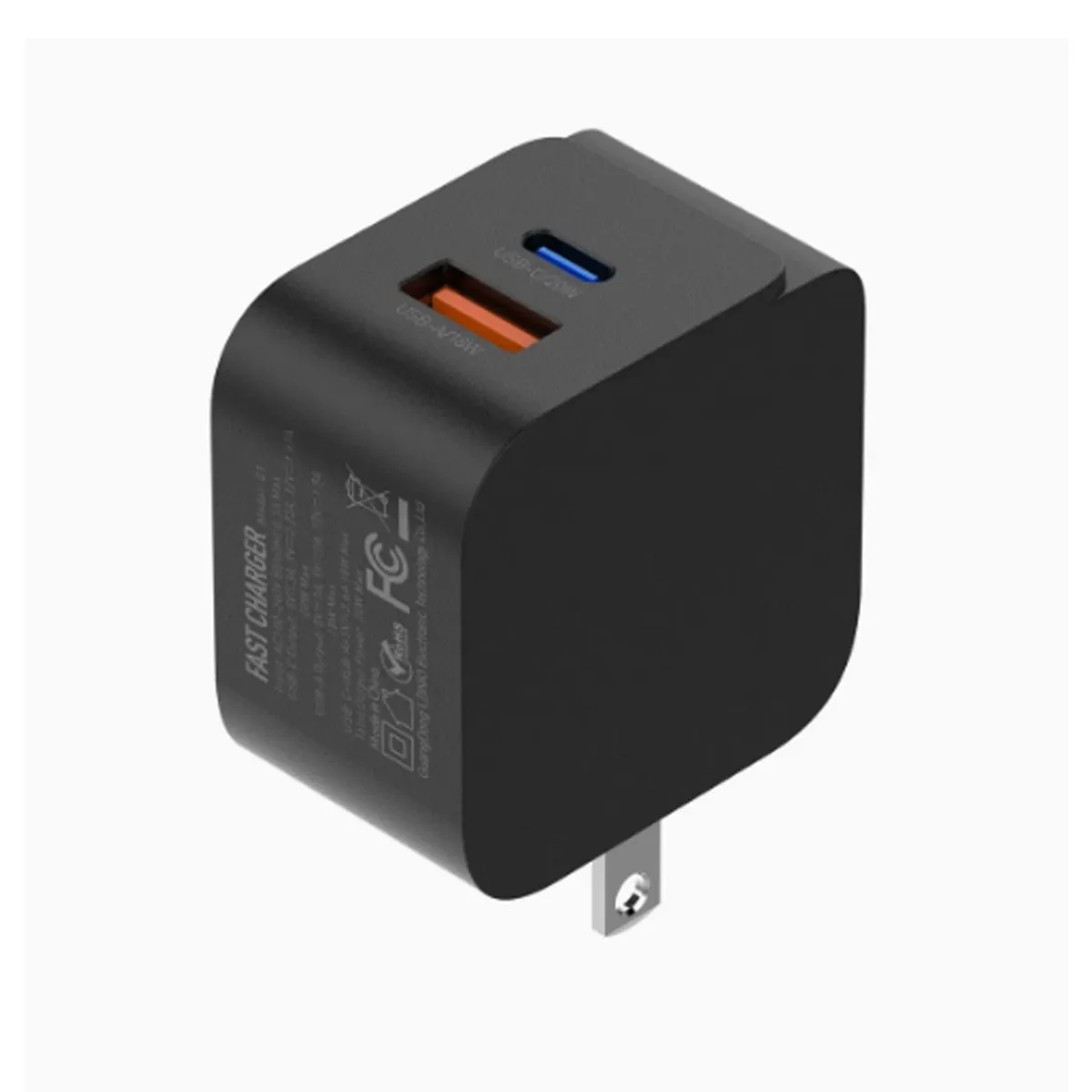 LDNIO - Adaptador LDNIO Q1 Fast Charger 20W 2 Puertos USB Y USB-C Negro