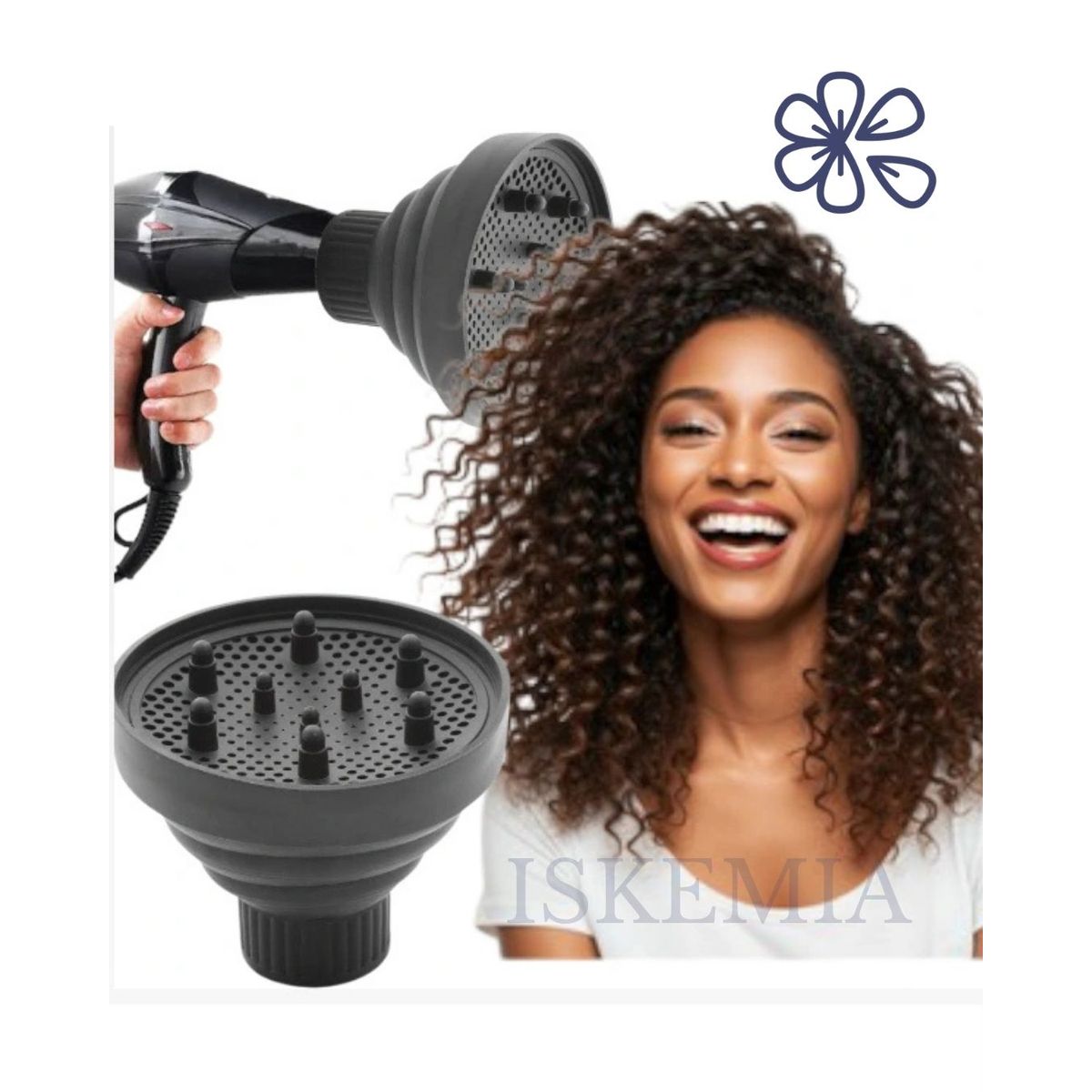 GENERICO - Difusor de Silicona Universal para secadora ideal para rizos en GRIS