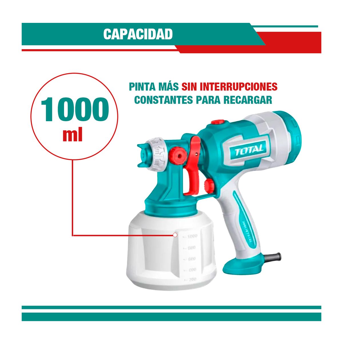 TOTAL TOOLS - Pistola Pintar 530w 1000ml Electrica Profesional Tt4506