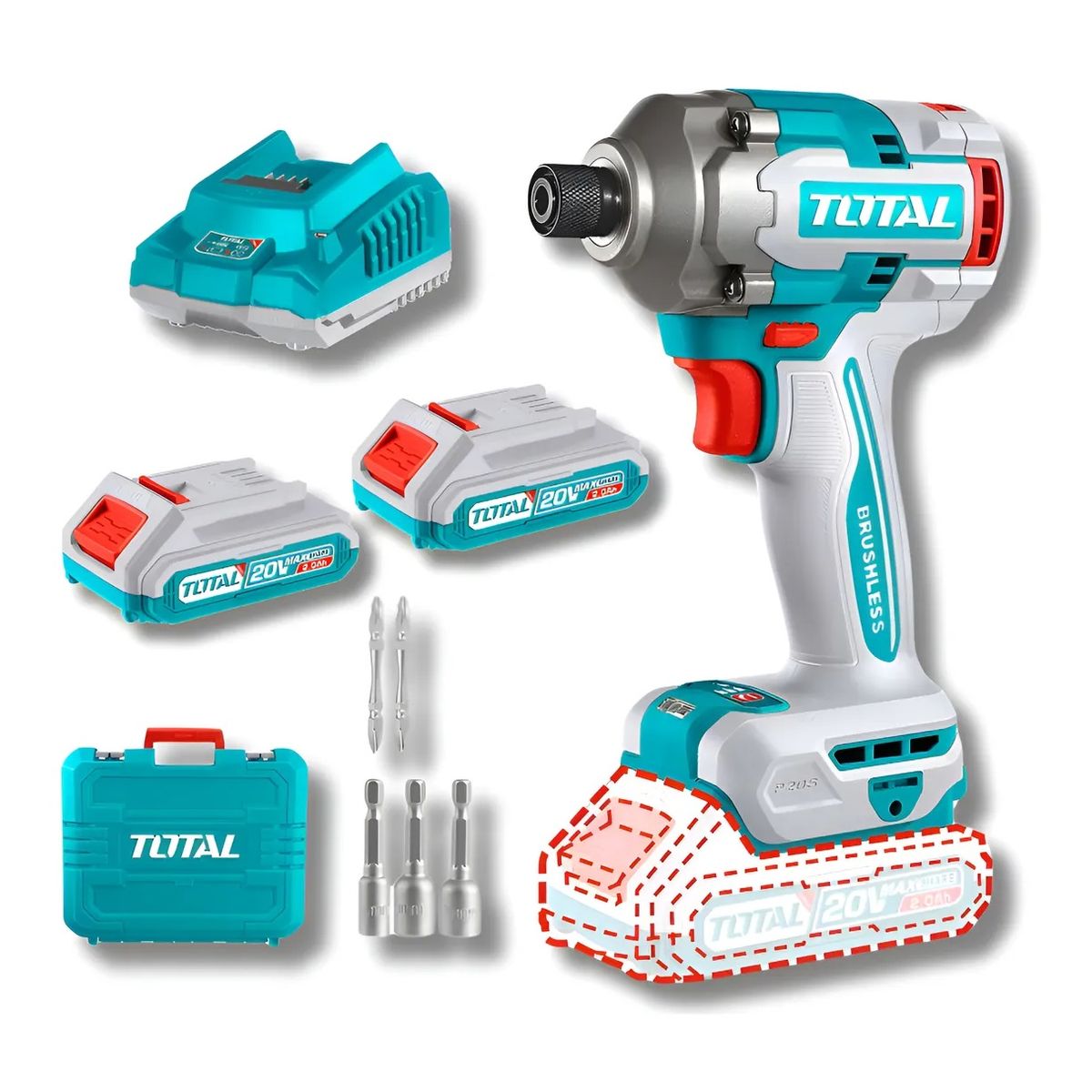 Atornillador De Impacto 14 285nm Total Tirli2028 Color Azul petróleo Frecuencia 5060hz, marca Total Tools - Foto Principal
