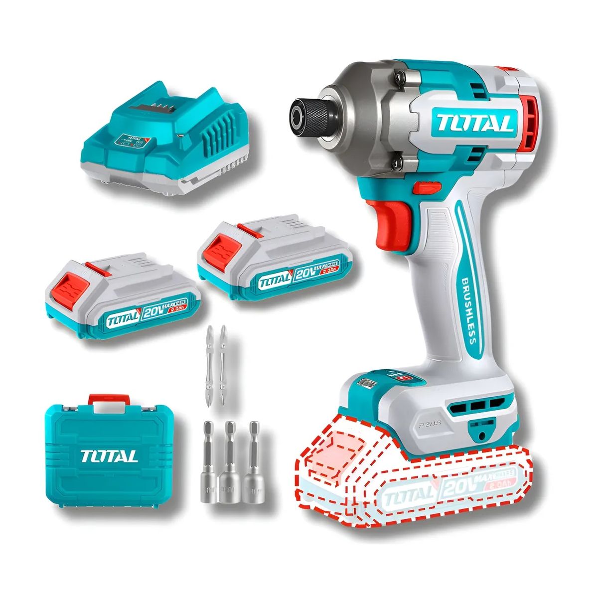 Atornillador De Impacto 14 285nm Total Tirli2028 Color Azul petróleo Frecuencia 5060hz, marca Total Tools - Foto Principal