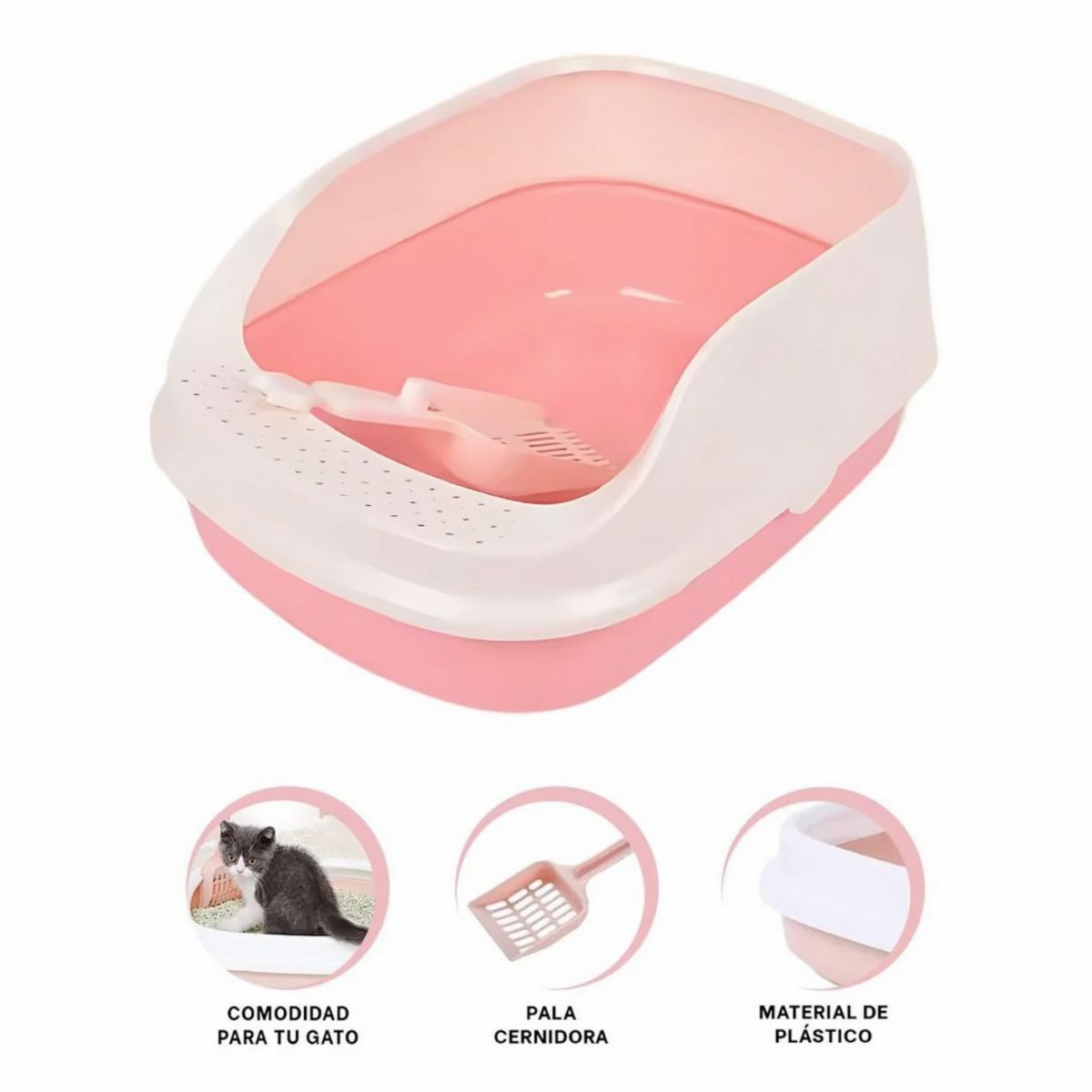 INSPIRA - Arenero Gato Caja de Arena 40 x 30 x 13 Rosa