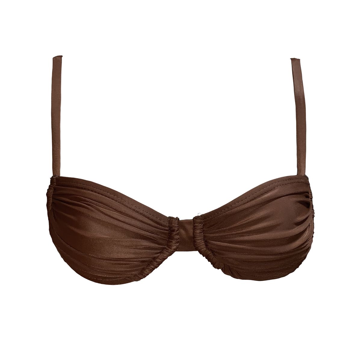 SOLARY - Top de Bikini Corrugado Chocolate