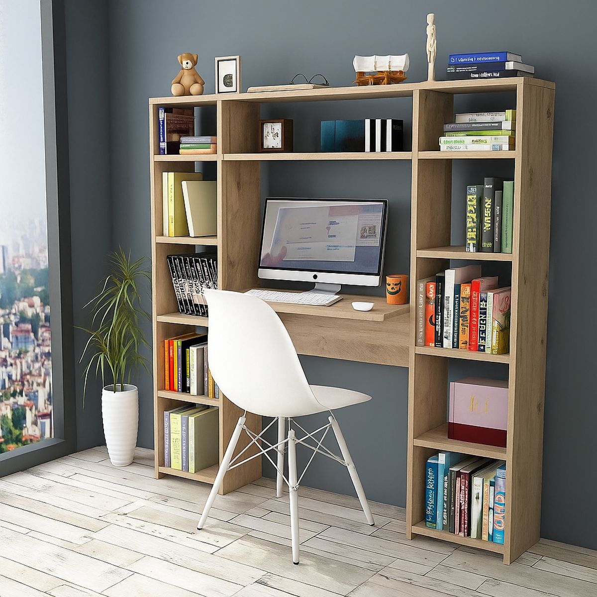 GENERICO - Escritorio con Estante Ensueño de Melamina  Home Office