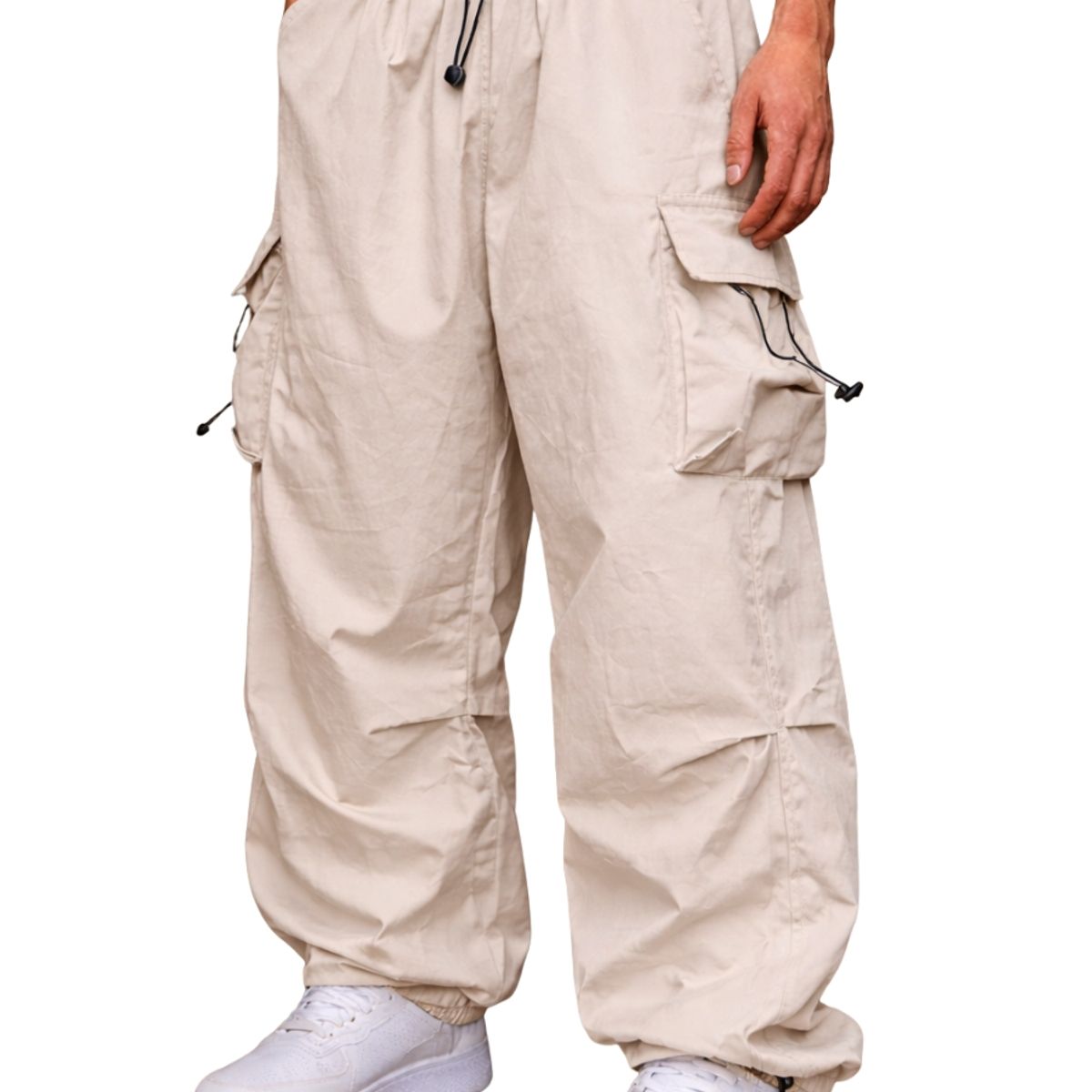 ENKI - Pantalón Cargo Oversized Hombre Parachute Tela Mojada Streetwear 7 Colores