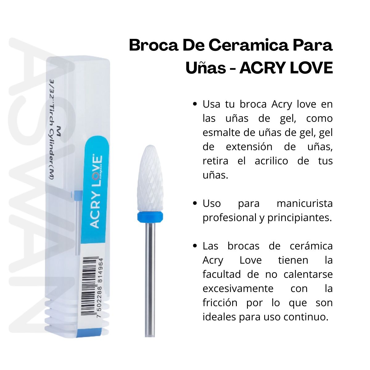 GENERICO - Broca De Ceramica Para Uñas - ACRY LOVE