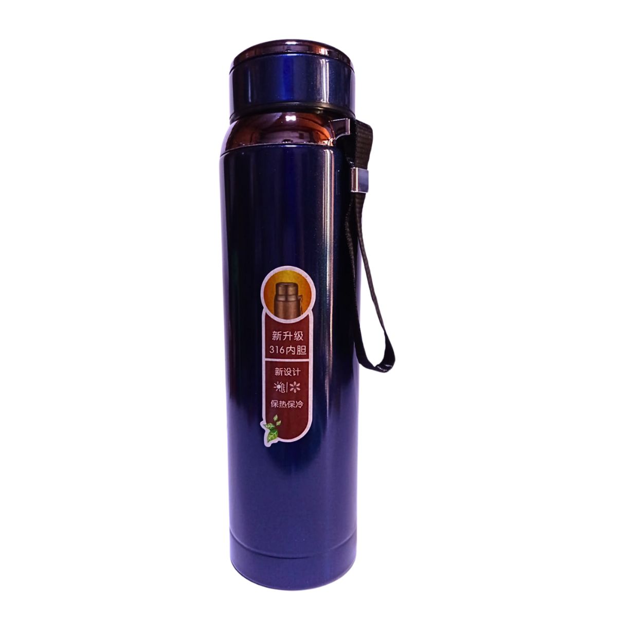 GENERICO - Botella Tomatodo Negro Isotérmica 1 Litro para Frío Y Calor de Acero Inoxidable