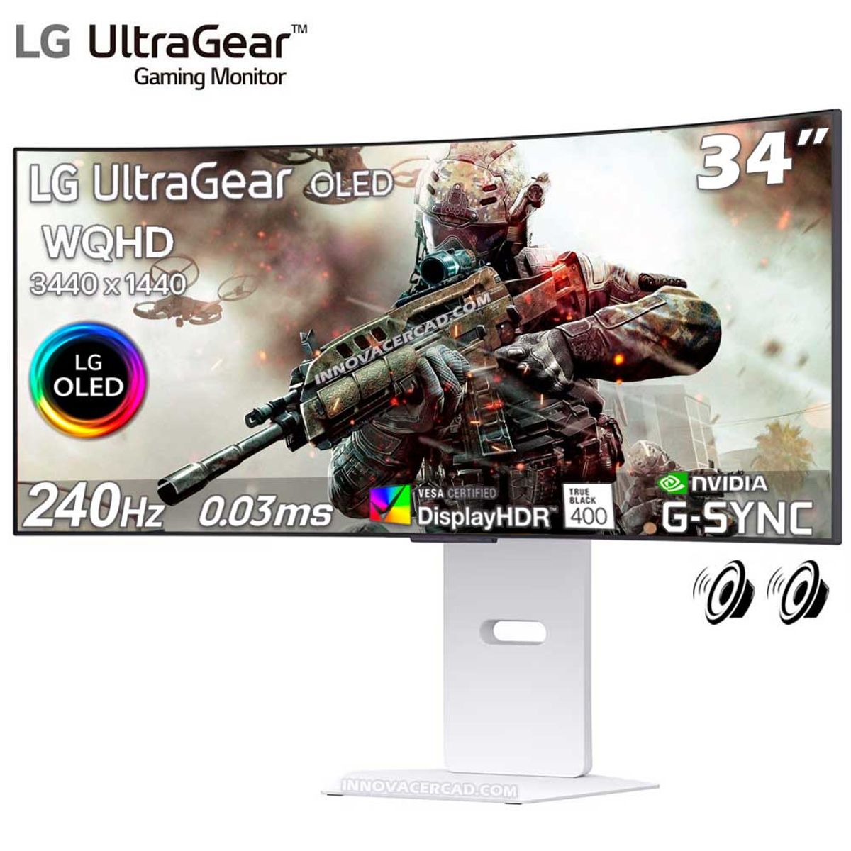 LG - MONITOR GAMING LG 34GX90SA-W 34 UltraGear Curvo OLED WQHD 240Hz 003ms G-Sync