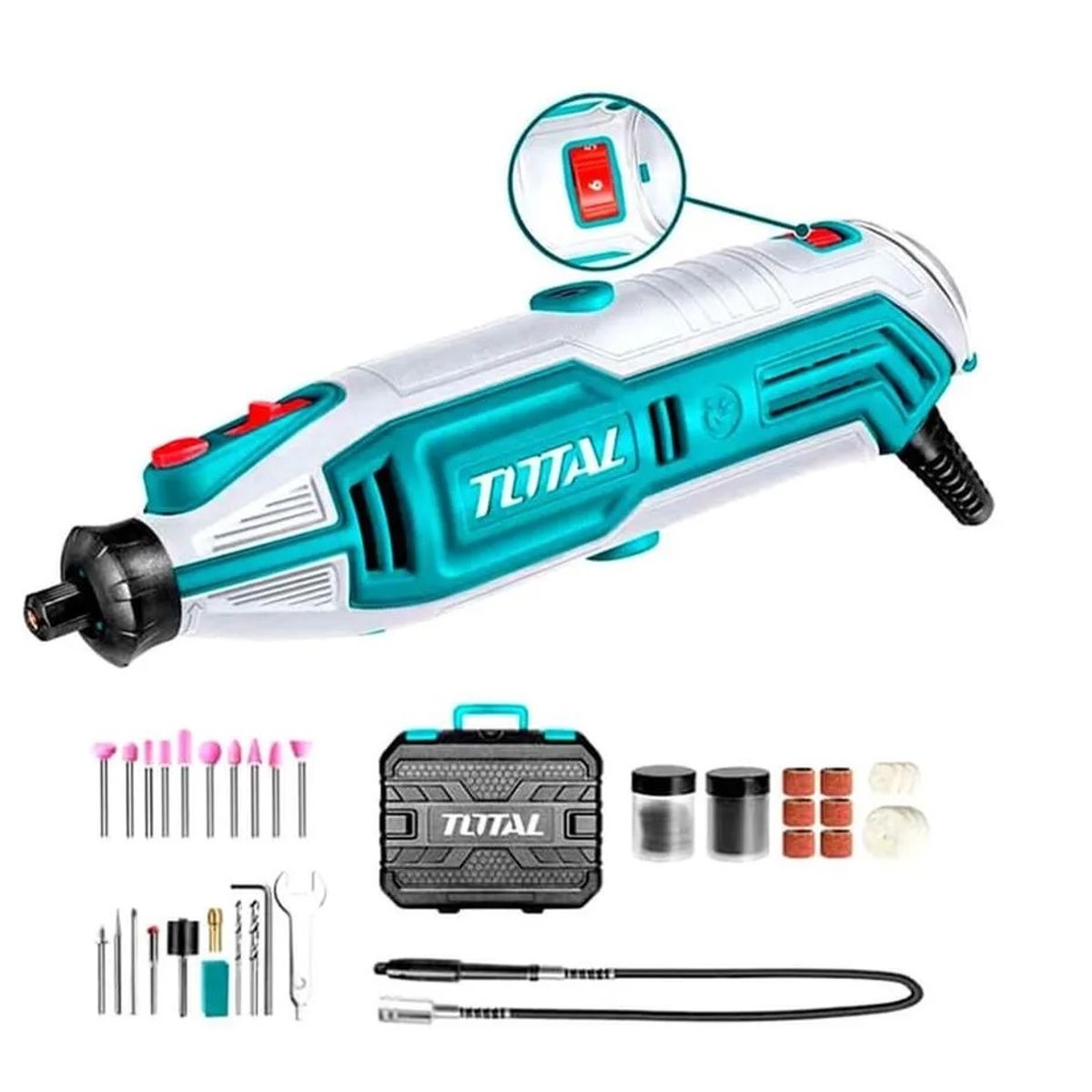 TOTAL - Mini Grinder Esmeril Total 130w Eléctrico 109 Piezas Pulidor Frecuencia 50/60Hz Potencia 130 W