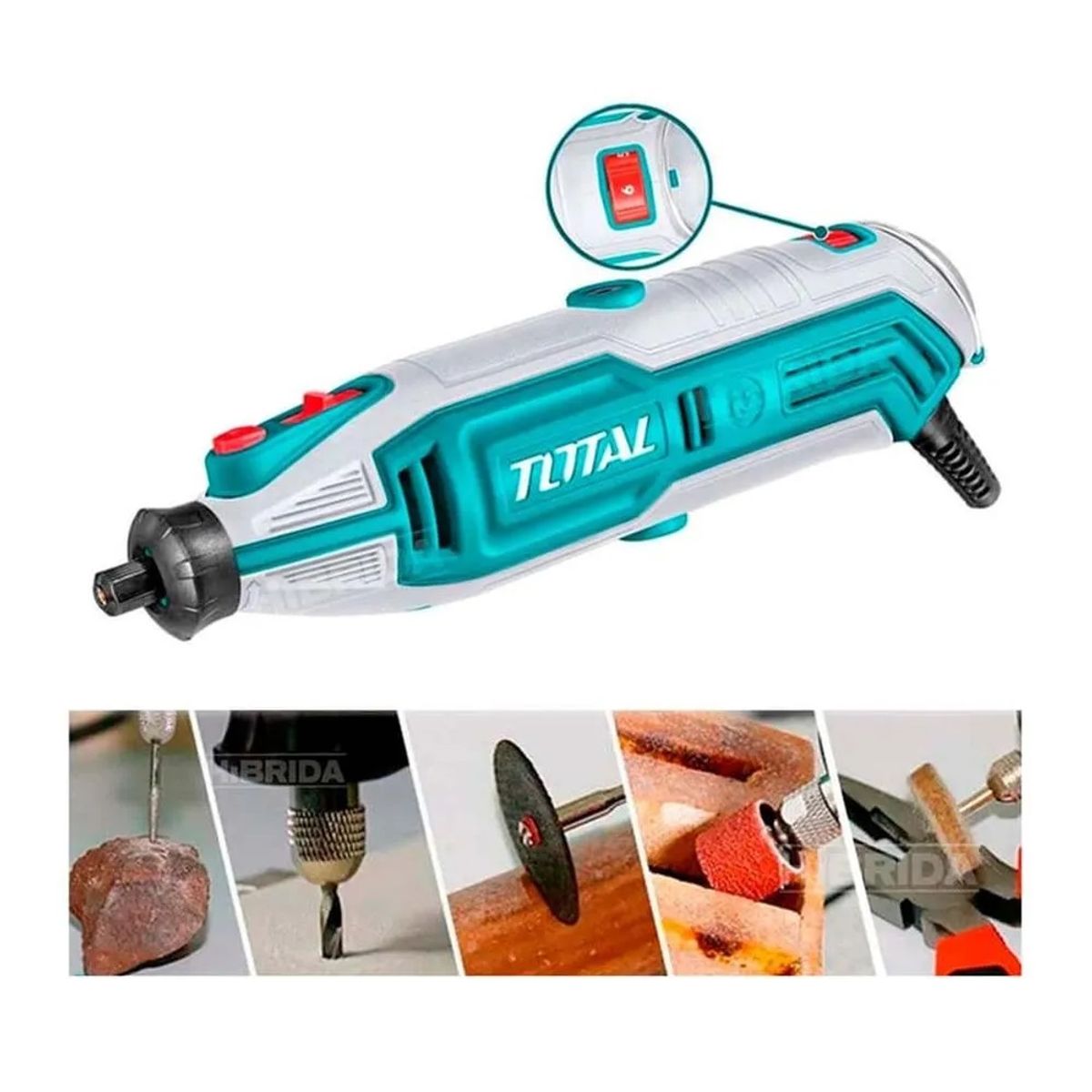 TOTAL - Mini Grinder Esmeril Total 130w Eléctrico 109 Piezas Pulidor Frecuencia 50/60Hz Potencia 130 W