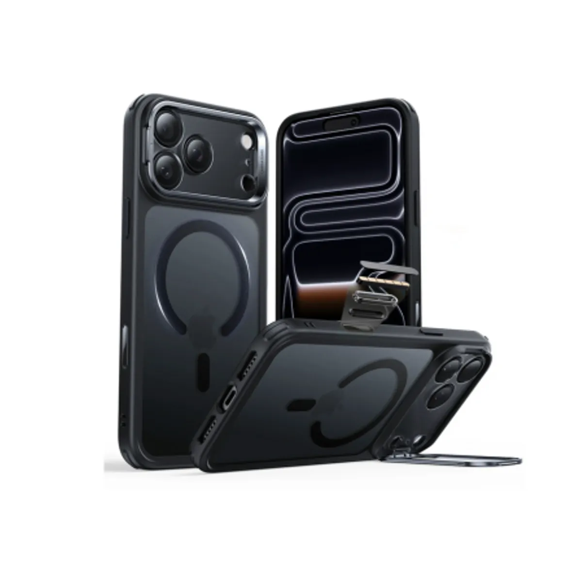 SPACE - CASE MAGSAFE NEGRO CON PARANTE PARA IPHONE 17 PRO MAX