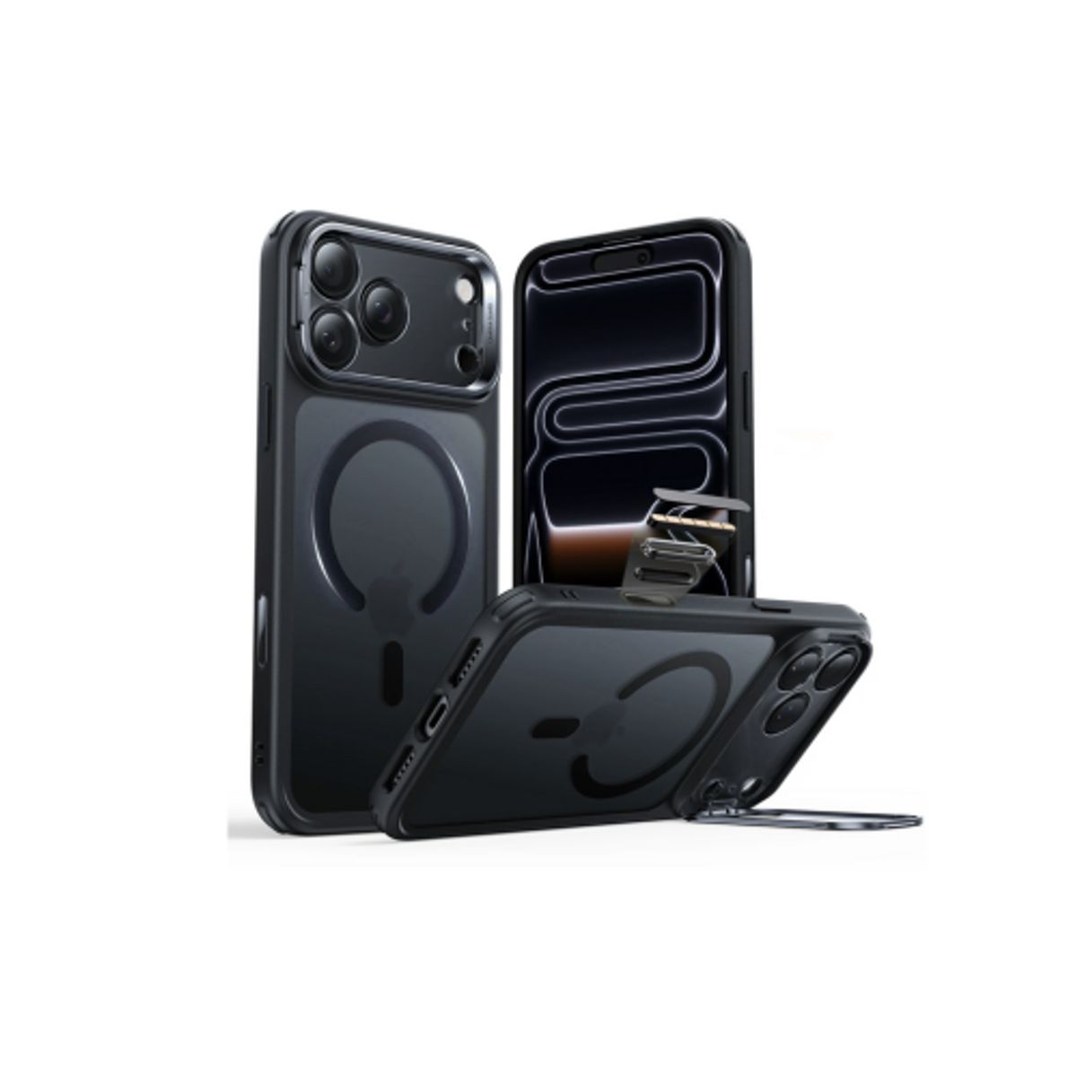 SPACE - CASE MAGSAFE NEGRO CON PARANTE PARA IPHONE 17 PRO MAX