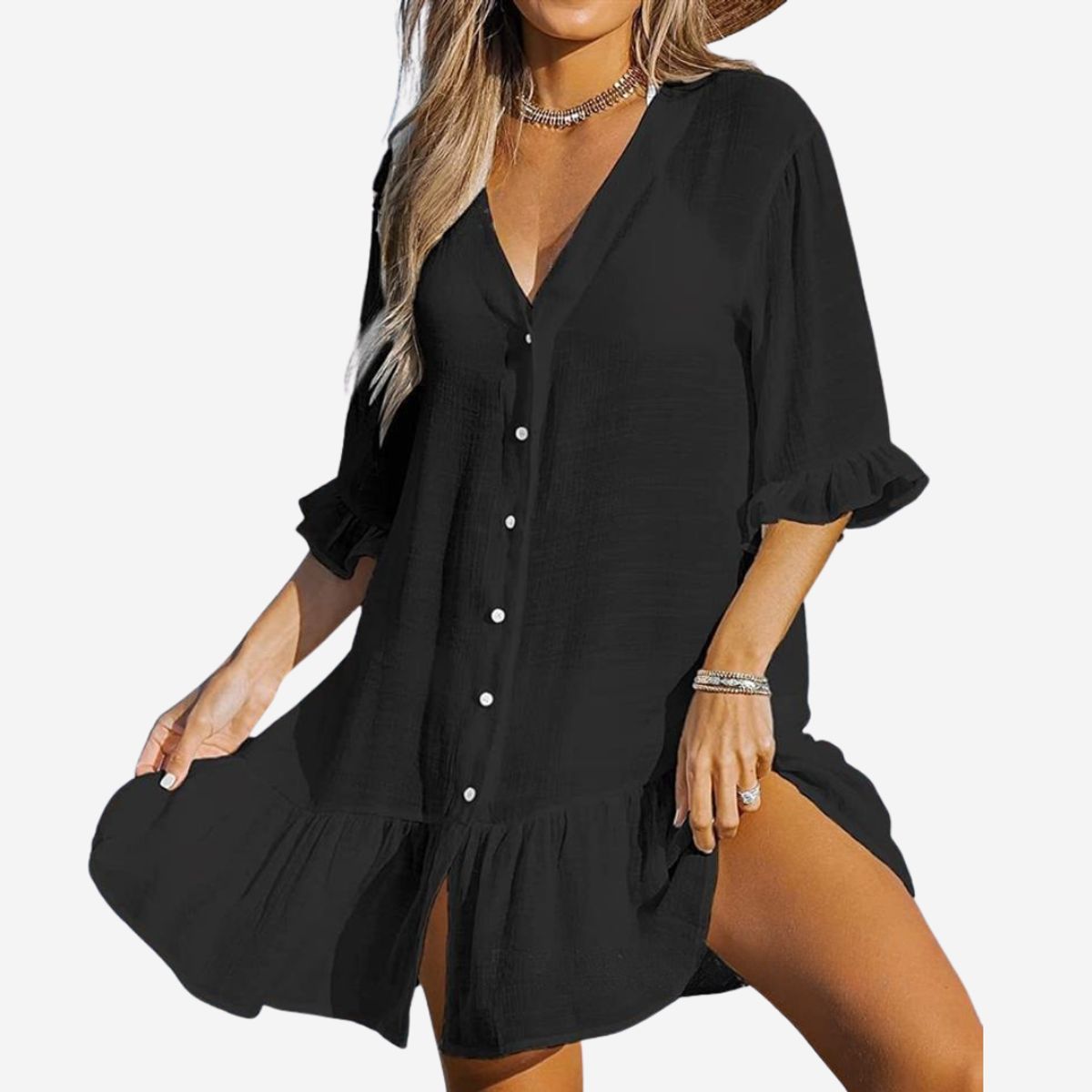 KAST PE - Salida de Playa Melita NegroB Vestido para Mujer  - Talla M/L