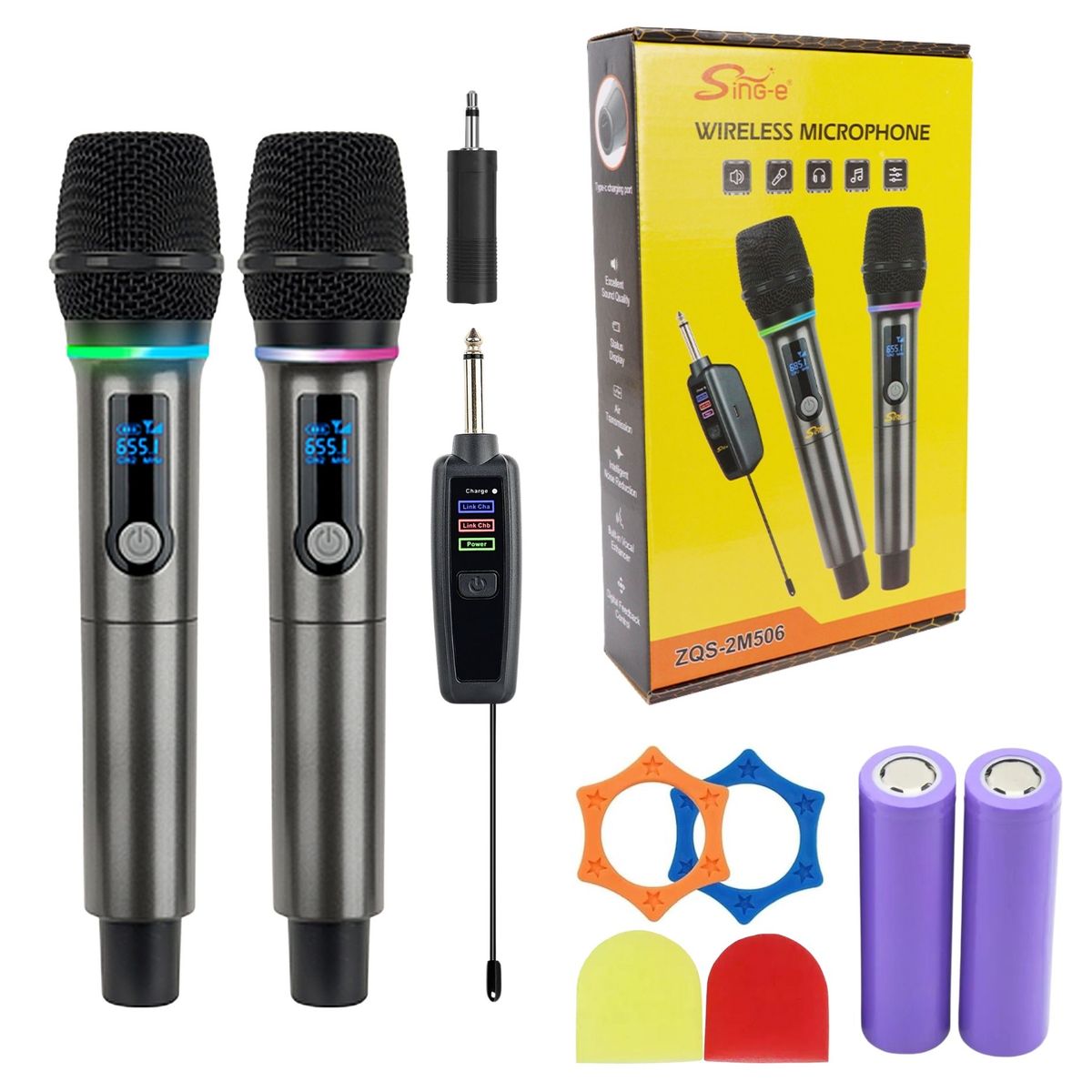 GENERICO - Micrófono Dual Inalámbrico Profesional de Mano para Karaoke y Eventos  Recargables
