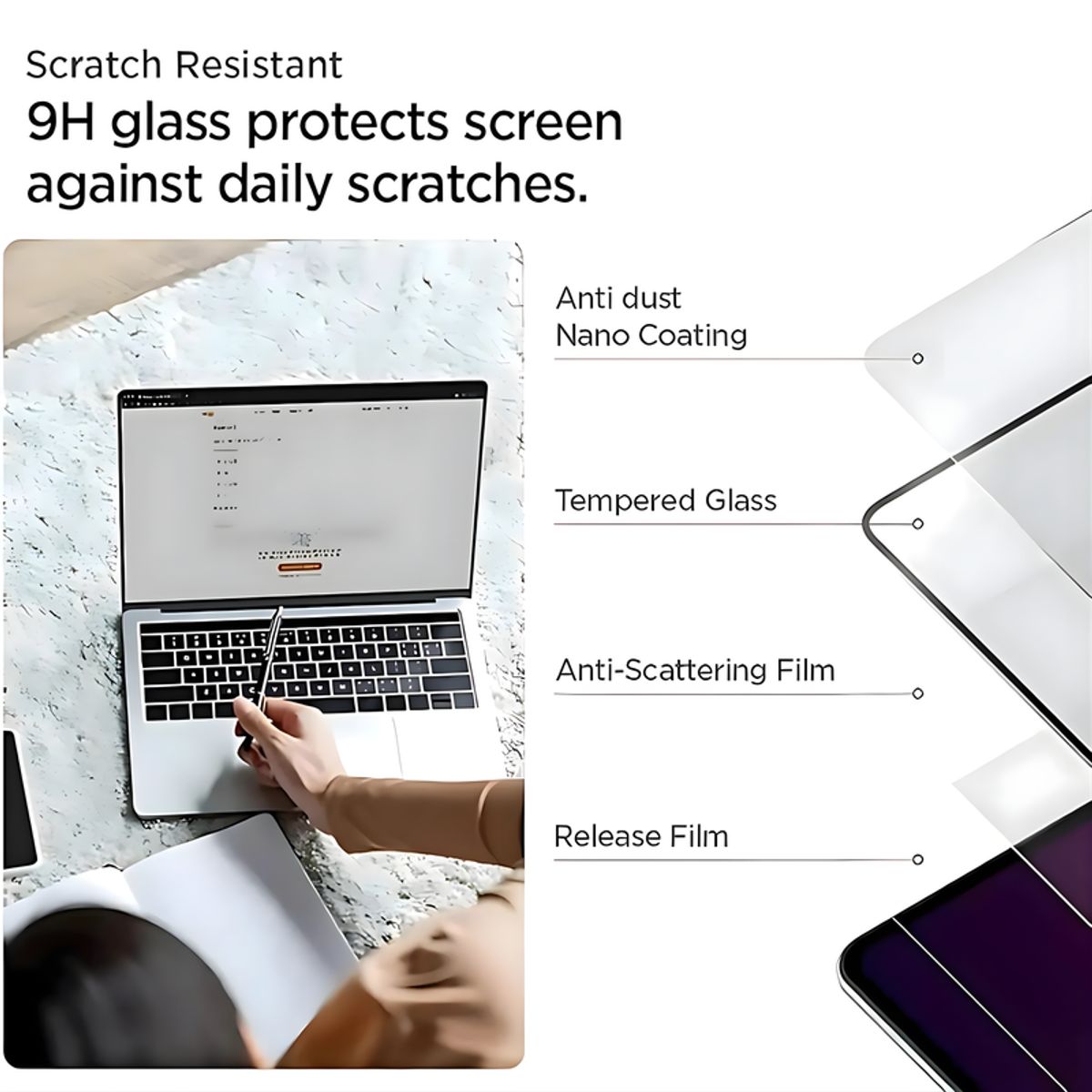 SHIELD - Mica Vidrio Templado MacBook Air 16 Pulgadas - Protector de Pantalla Alta Definición