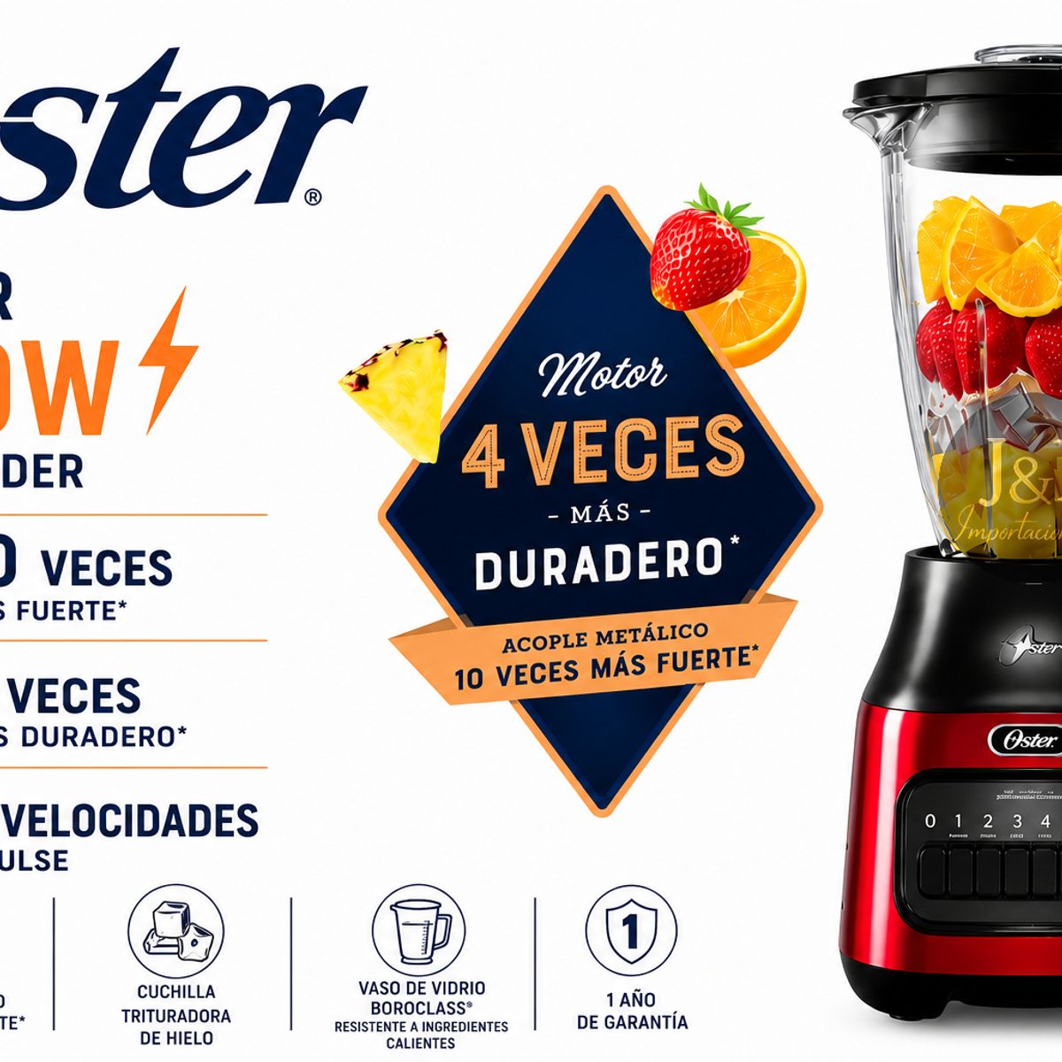 OSTER - Licuadora Oster BLSTPEG-CPB 6 Velocidades+ pulse de 1.5L