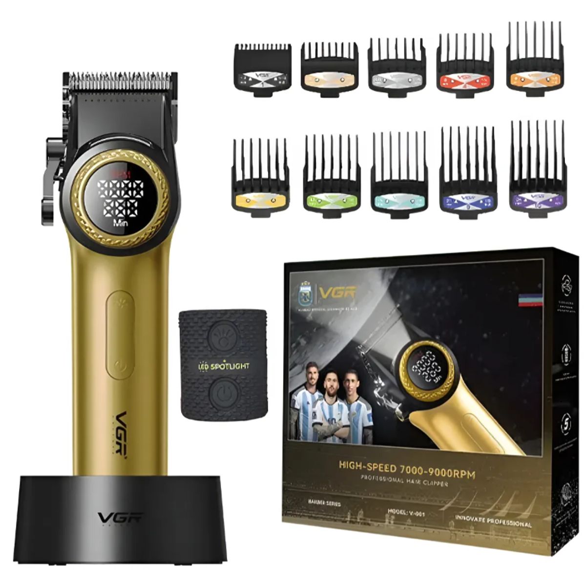 PREMIUM - Maquina Corte Cabello Profesional VGR V001 9000 RPM Dorado